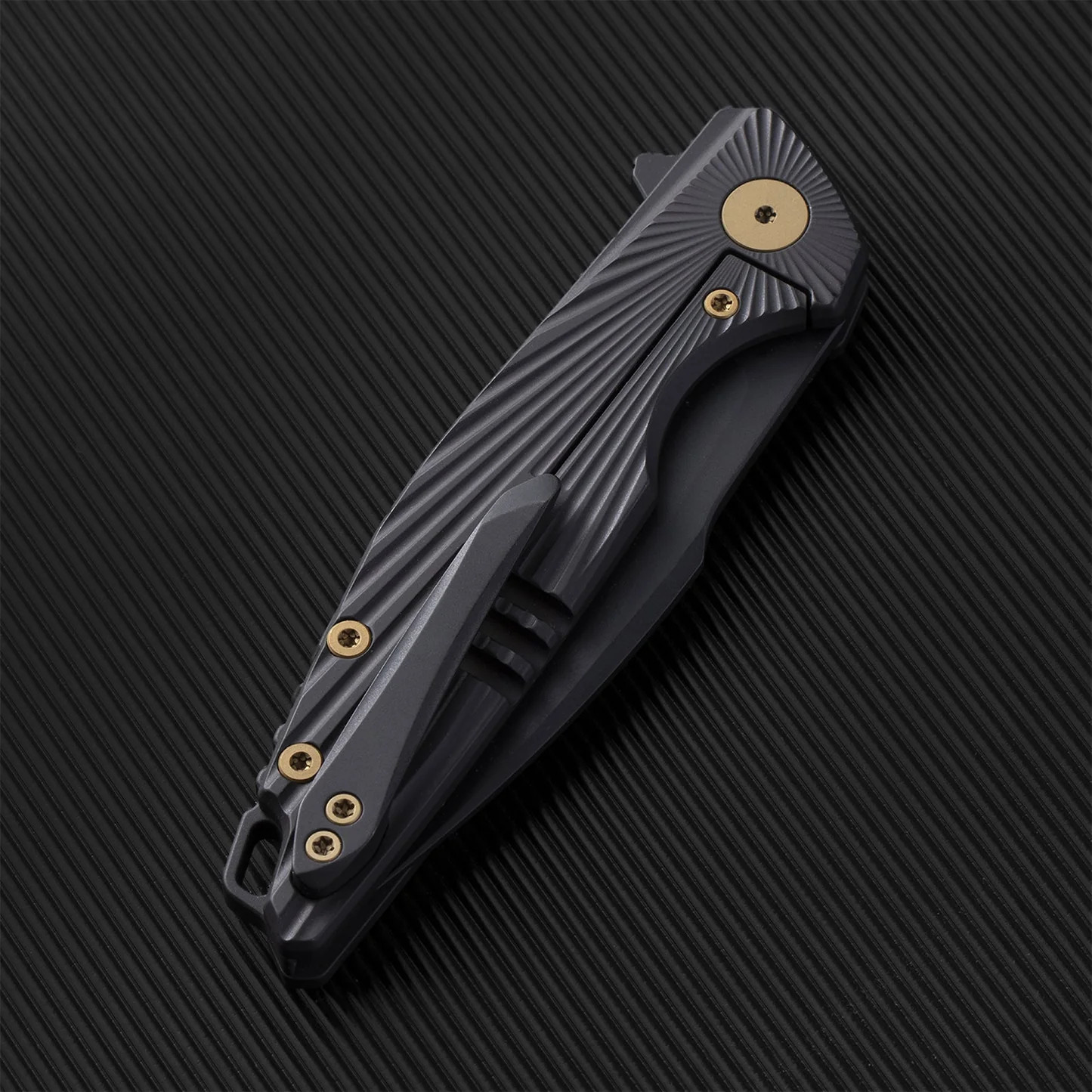 Ferramonster Aurora Rays Folder Black M390 Blade Black Titanium Handle View 2