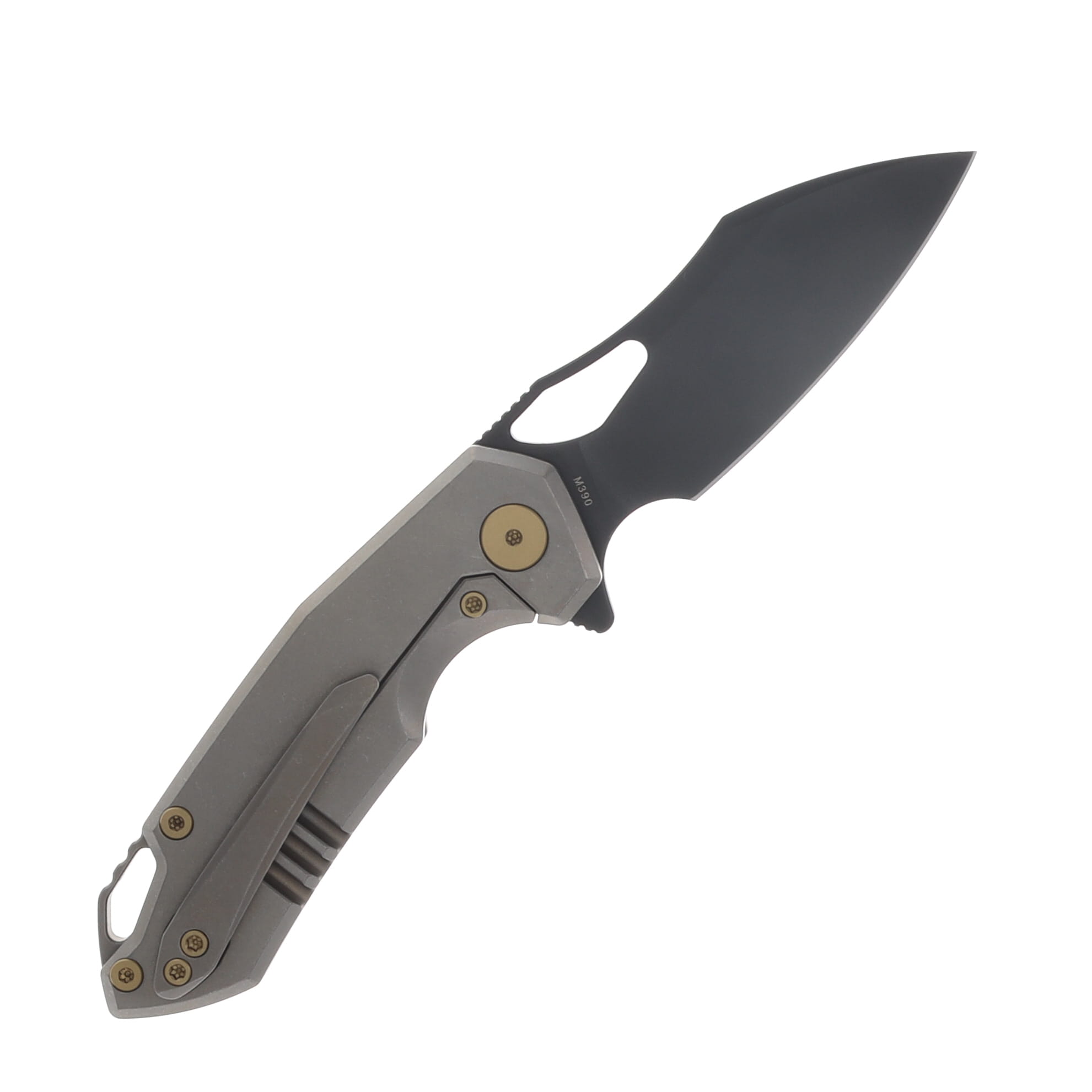Ferramonster Glideman Folder Black M390 Blade Bronze Stonewash Titanium Handle FM23003 - C View 2