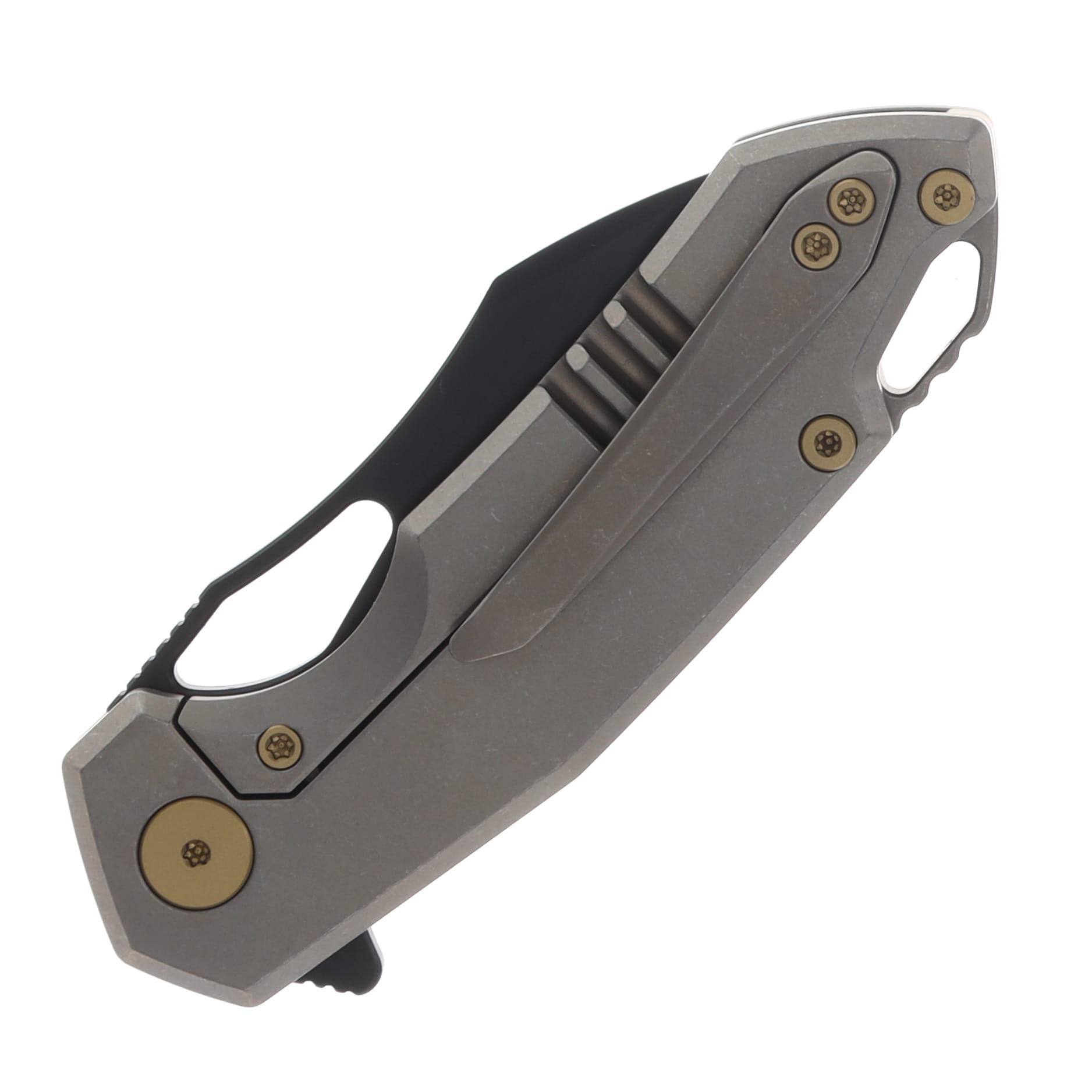 Ferramonster Glideman Folder Black M390 Blade Bronze Stonewash Titanium Handle FM23003 - C View 6