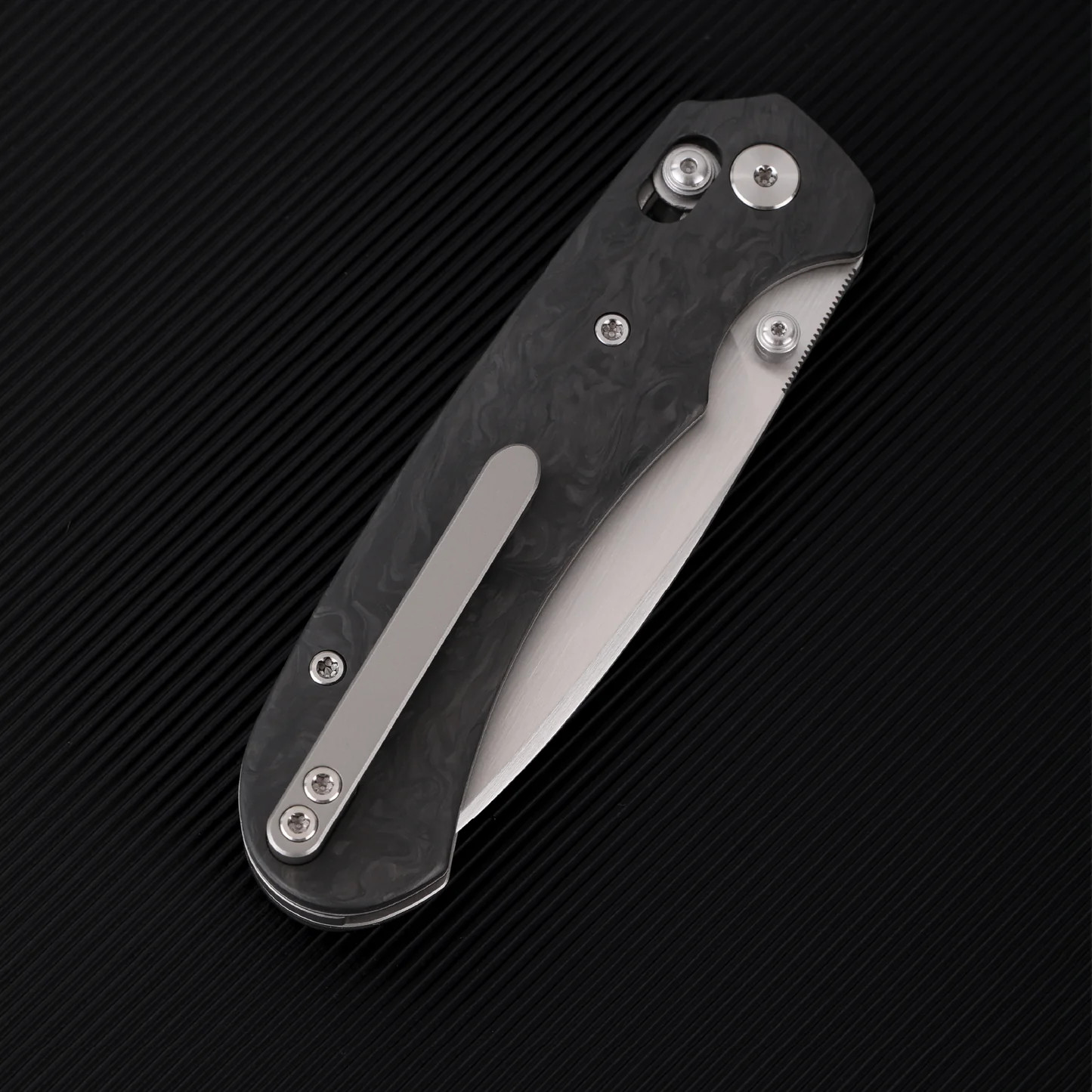 Ferramonster Spectrum Folder Hand Rubbed Satin M390 Black Marble Carbon Fiber View 3