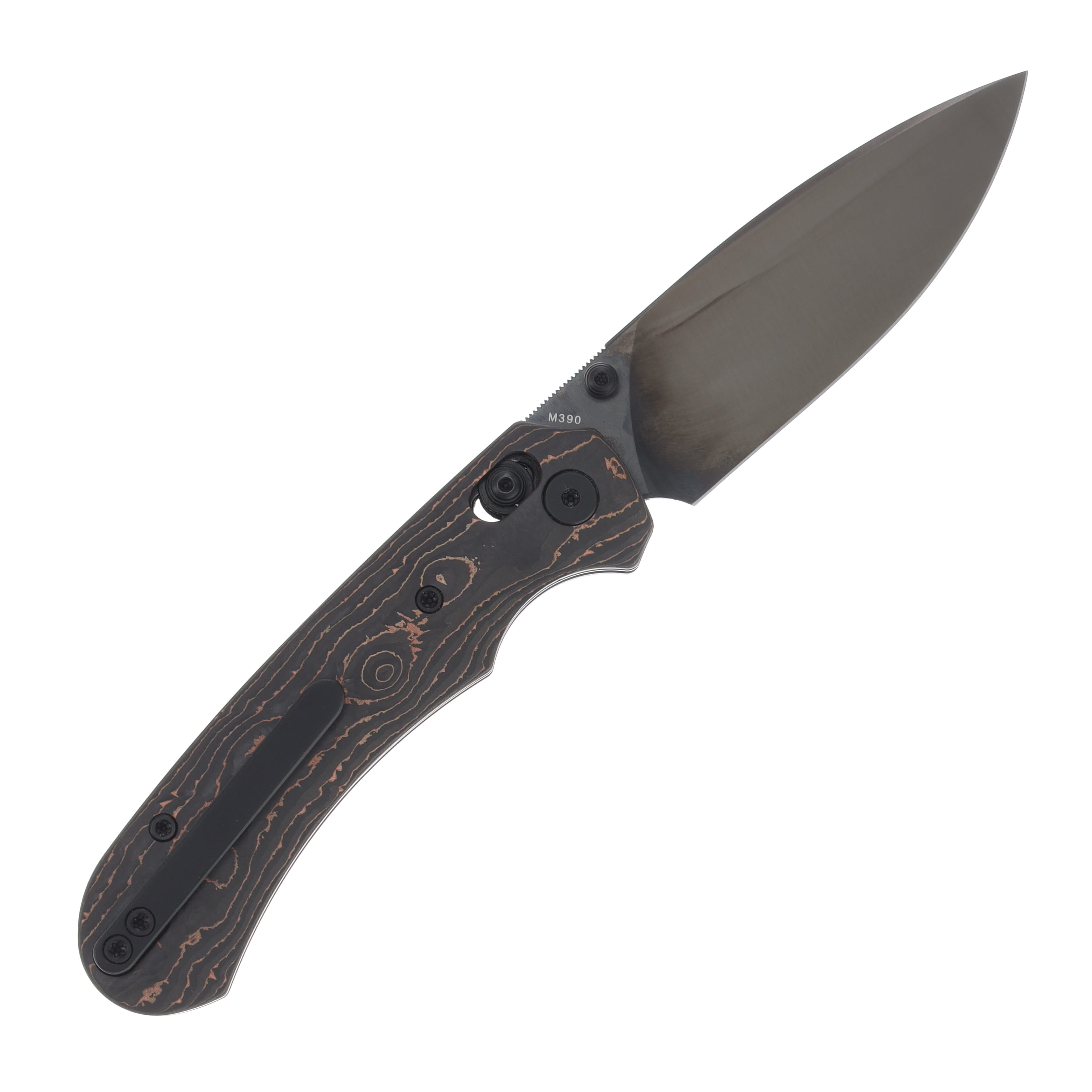 Ferramonster Spectrum Folder Black DLC M390 Blade Copper Foil Carbon Fiber Handle FM23004 - D View 2