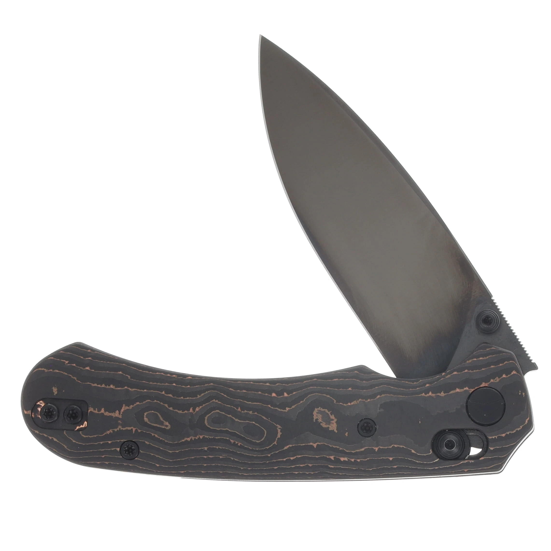 Ferramonster Spectrum Folder Black DLC M390 Blade Copper Foil Carbon Fiber Handle FM23004 - D View 3