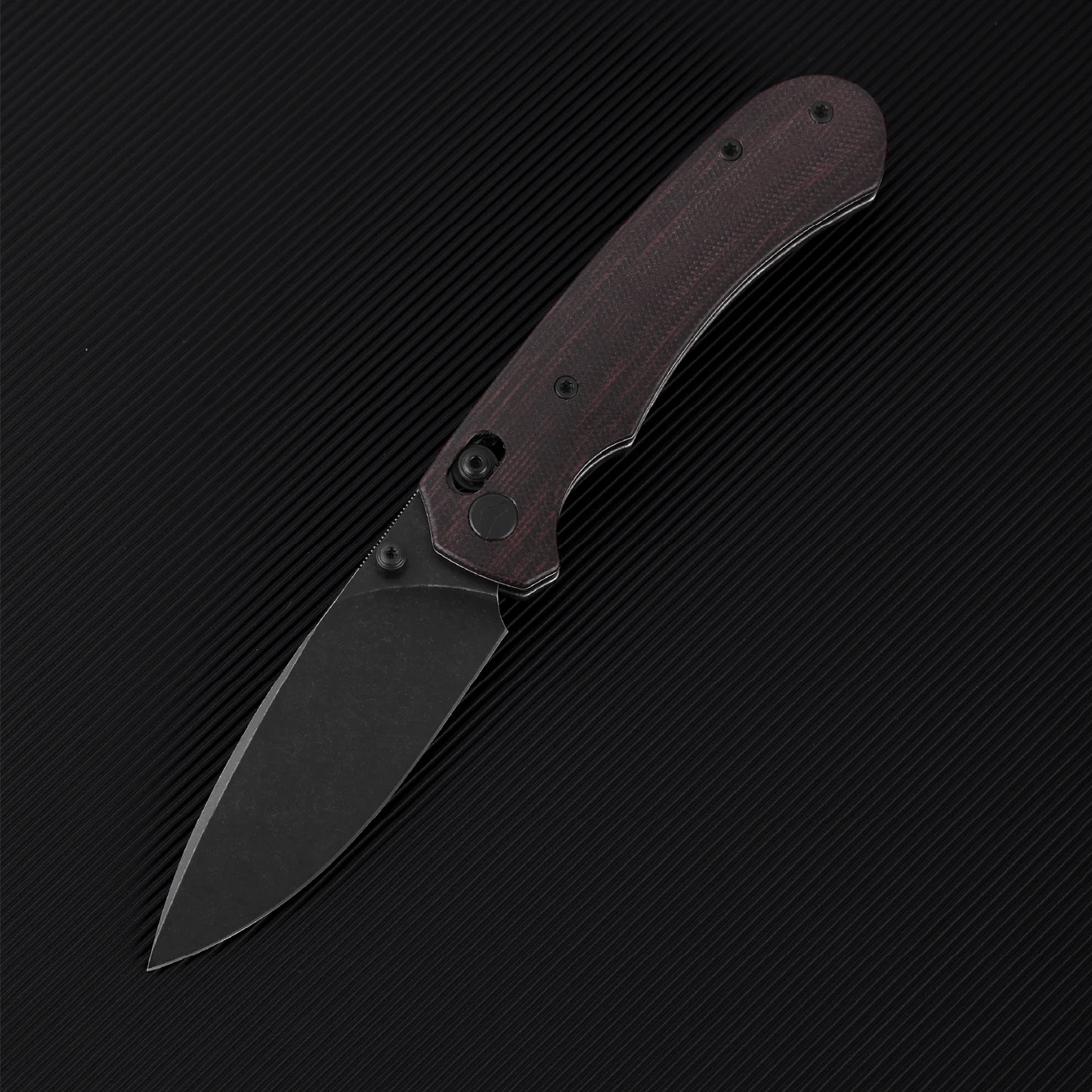 Ferramonster Spectrum Folder Black STN WSH 154CM Blade Red Canvas Micarta Handle View 11