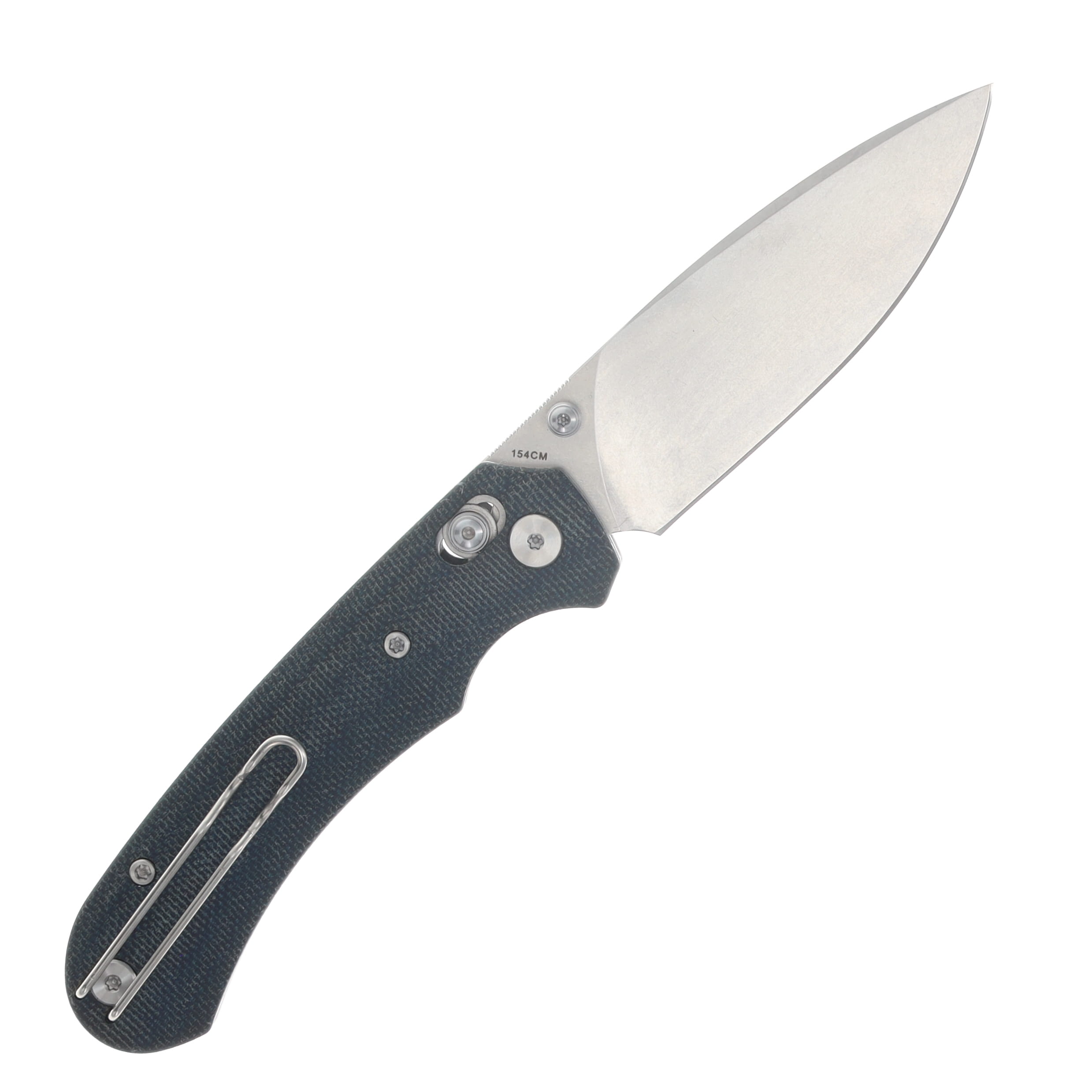 Ferramonster Spectrum Folder STN WSH 154CM Blade Blue Canvas Micarta Handle FM23004CP - C View 2