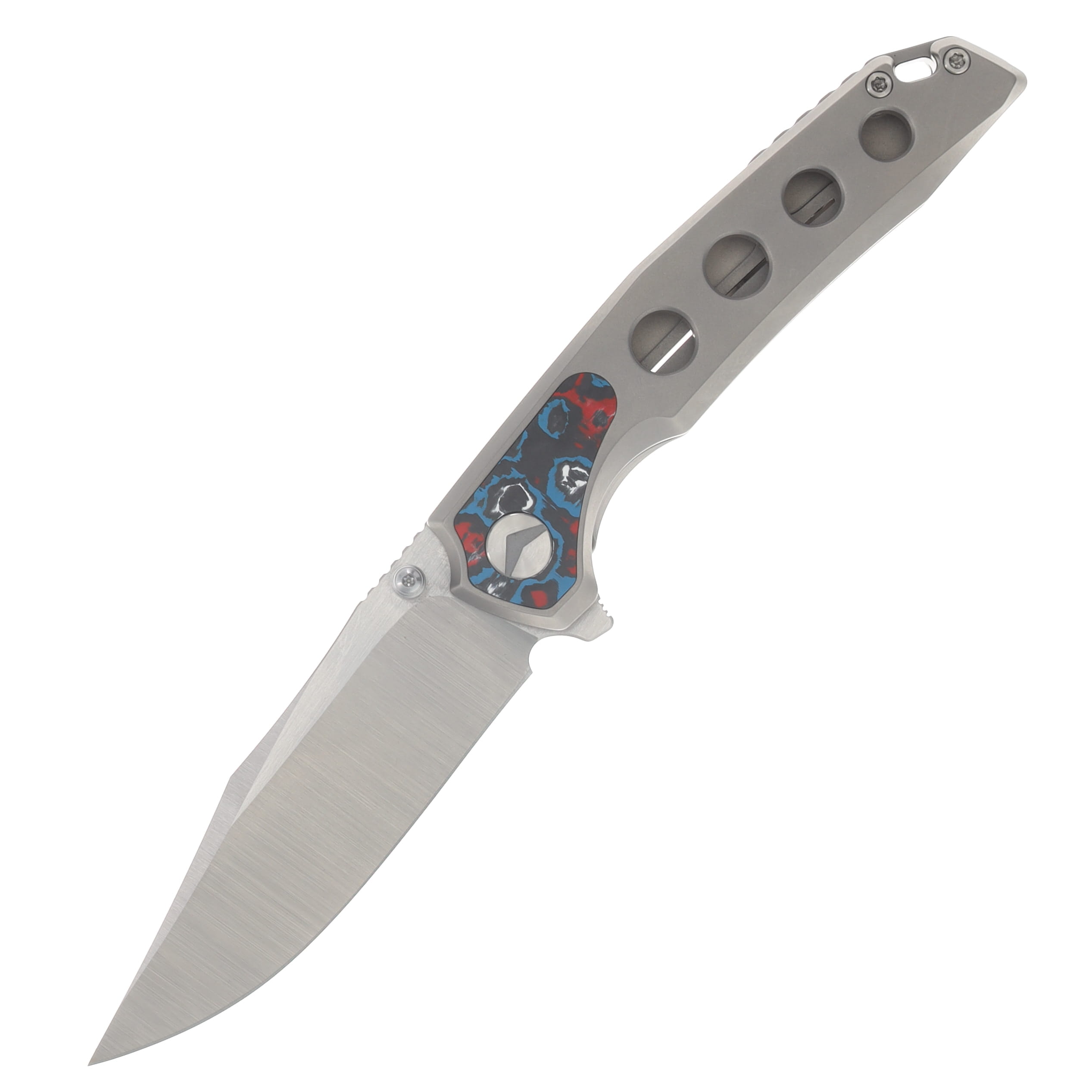 Ferramonster Valken Folder Belt Satin M390 Blade TI W/Nebula FatCarbon Fiber Inlay Handle FM23005 - A View 1