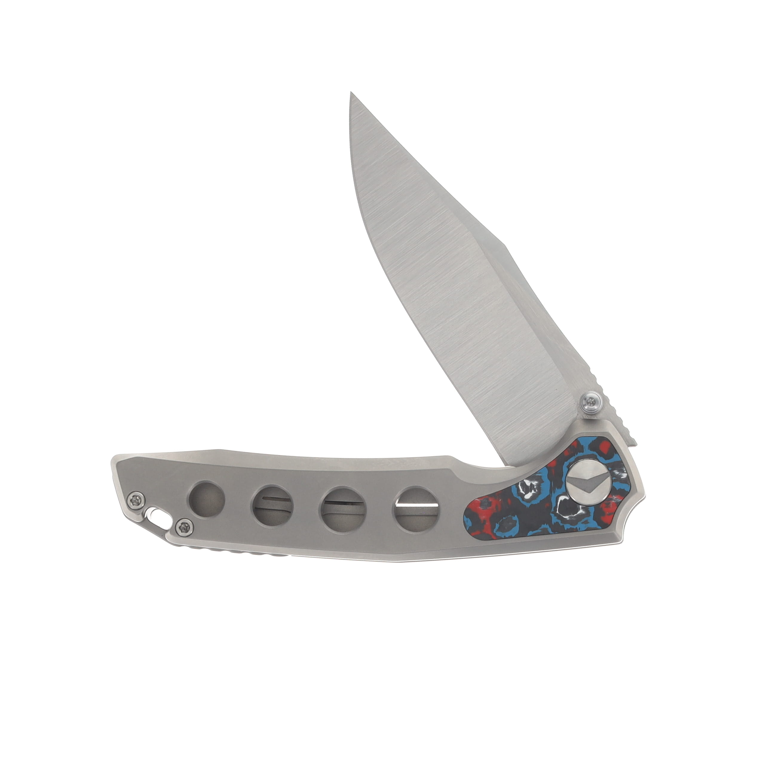 Ferramonster Valken Folder Belt Satin M390 Blade TI W/Nebula FatCarbon Fiber Inlay Handle FM23005 - A View 3