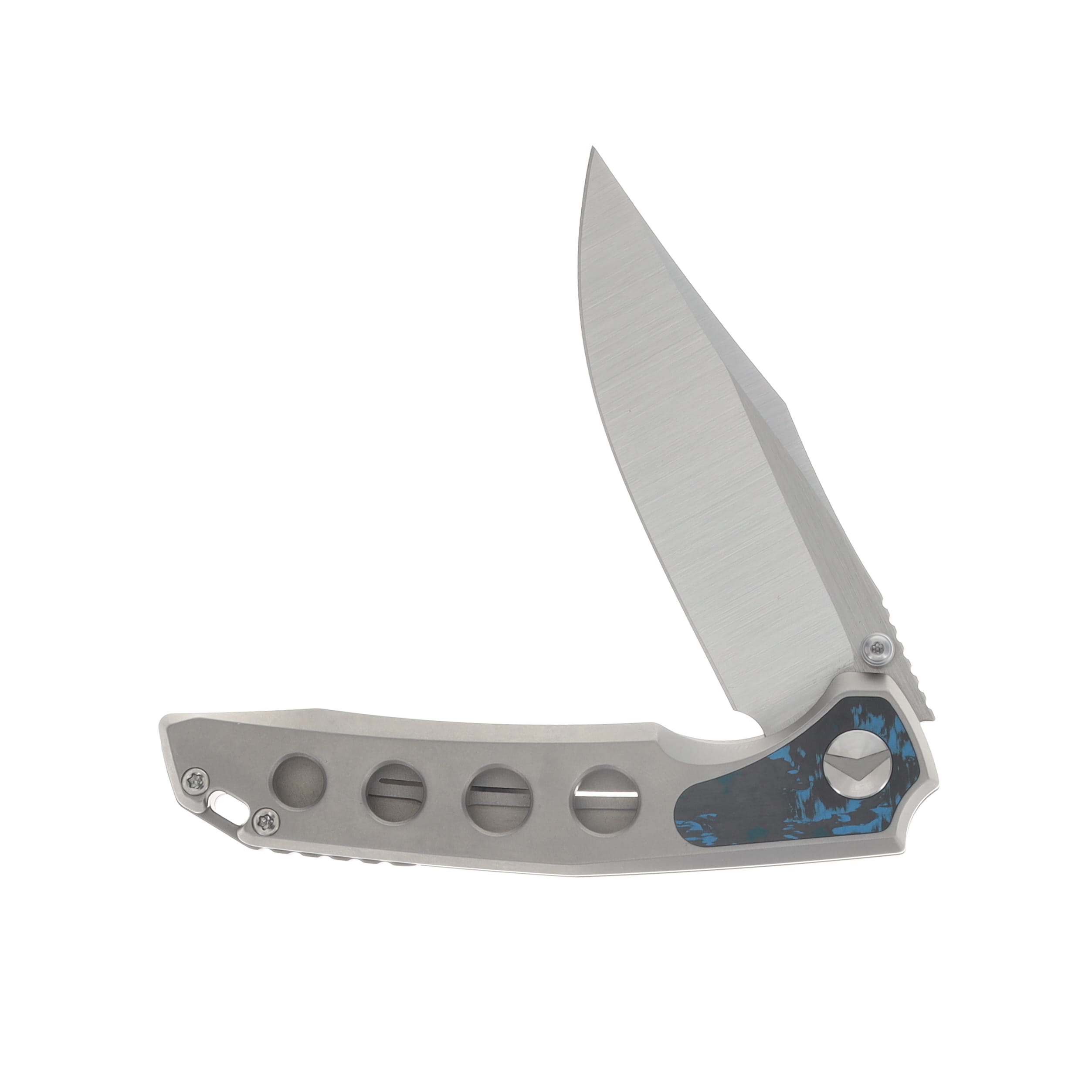 Ferramonster Valken Folder Belt Satin M390 Blade TI W/Arctic Storm FatCarbon Fiber Inlay Handle FM23005 - B View 3