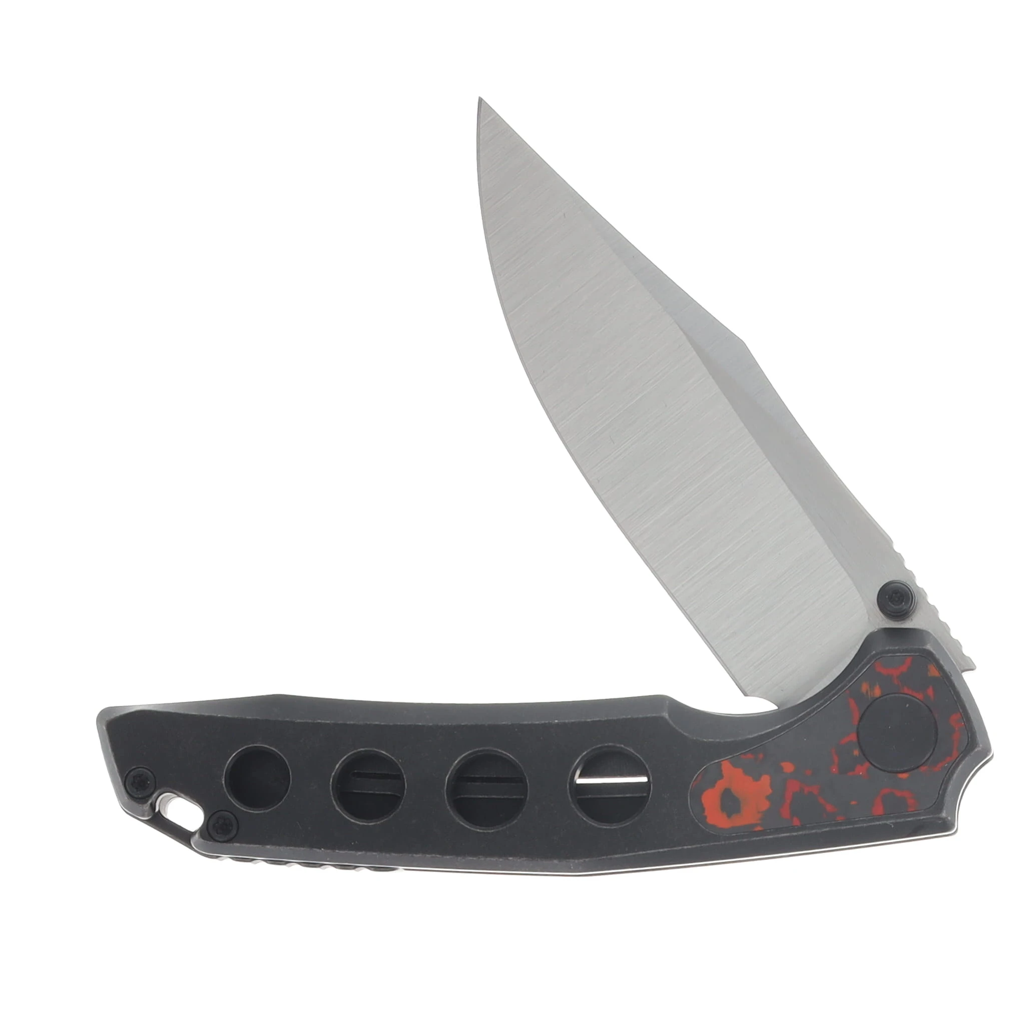 Ferramonster Valken Folder Belt Satin M390 Blade TI W/Mars FatCarbon Fiber Inlay Handle FM23005 - C View 3