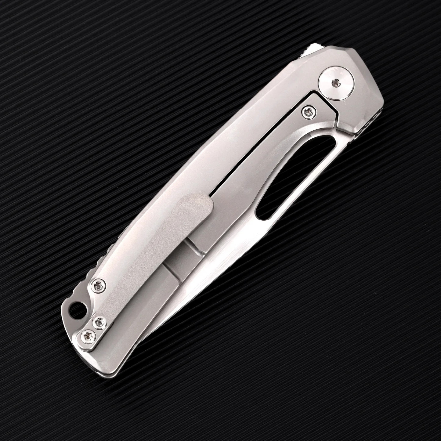 Ferramonster Ferrox Folder Hand Rubbed Satin M390 Blade Grey TI Handle FM23006 - A View 11