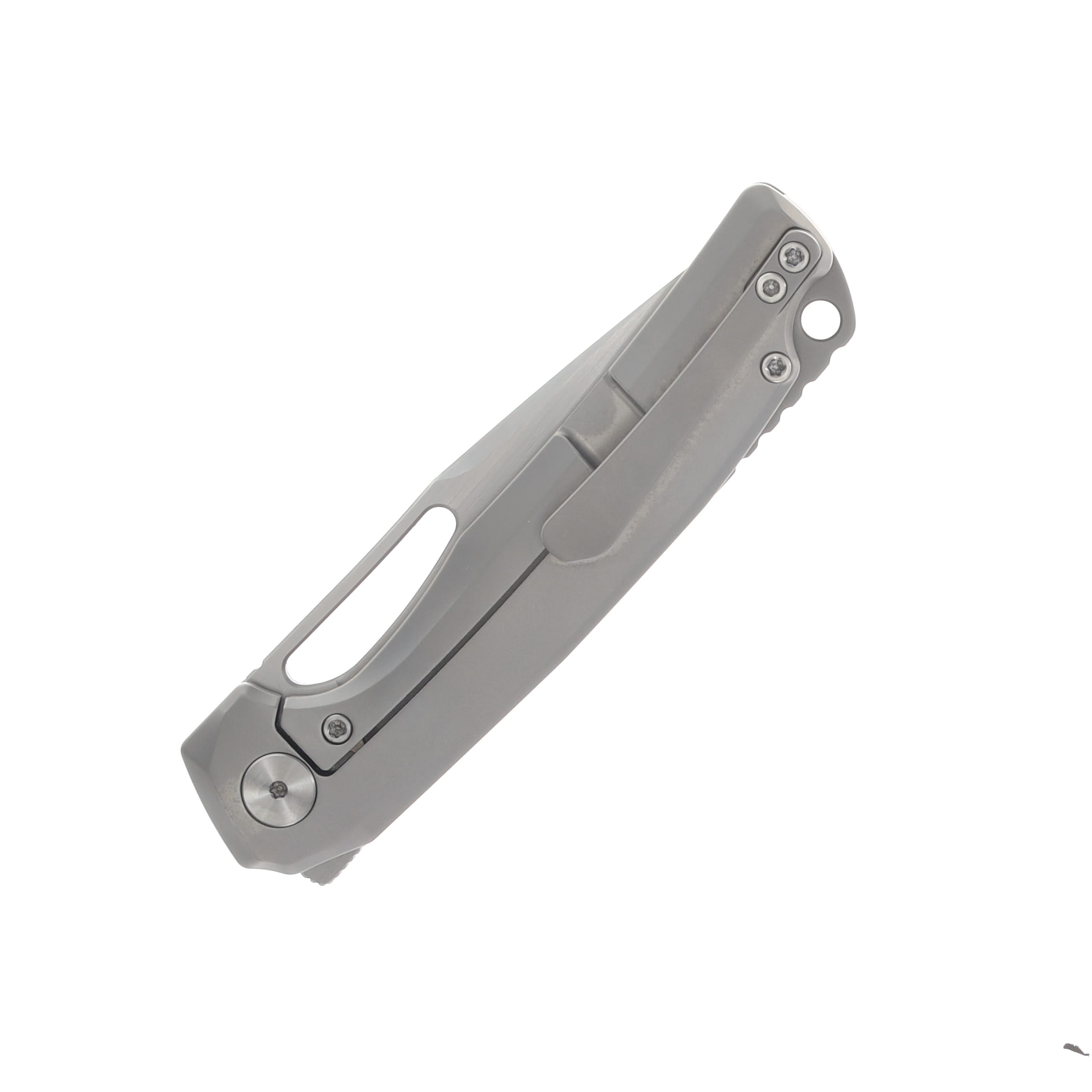 Ferramonster Ferrox Folder Hand Rubbed Satin M390 Blade Grey TI Handle FM23006 - A View 5