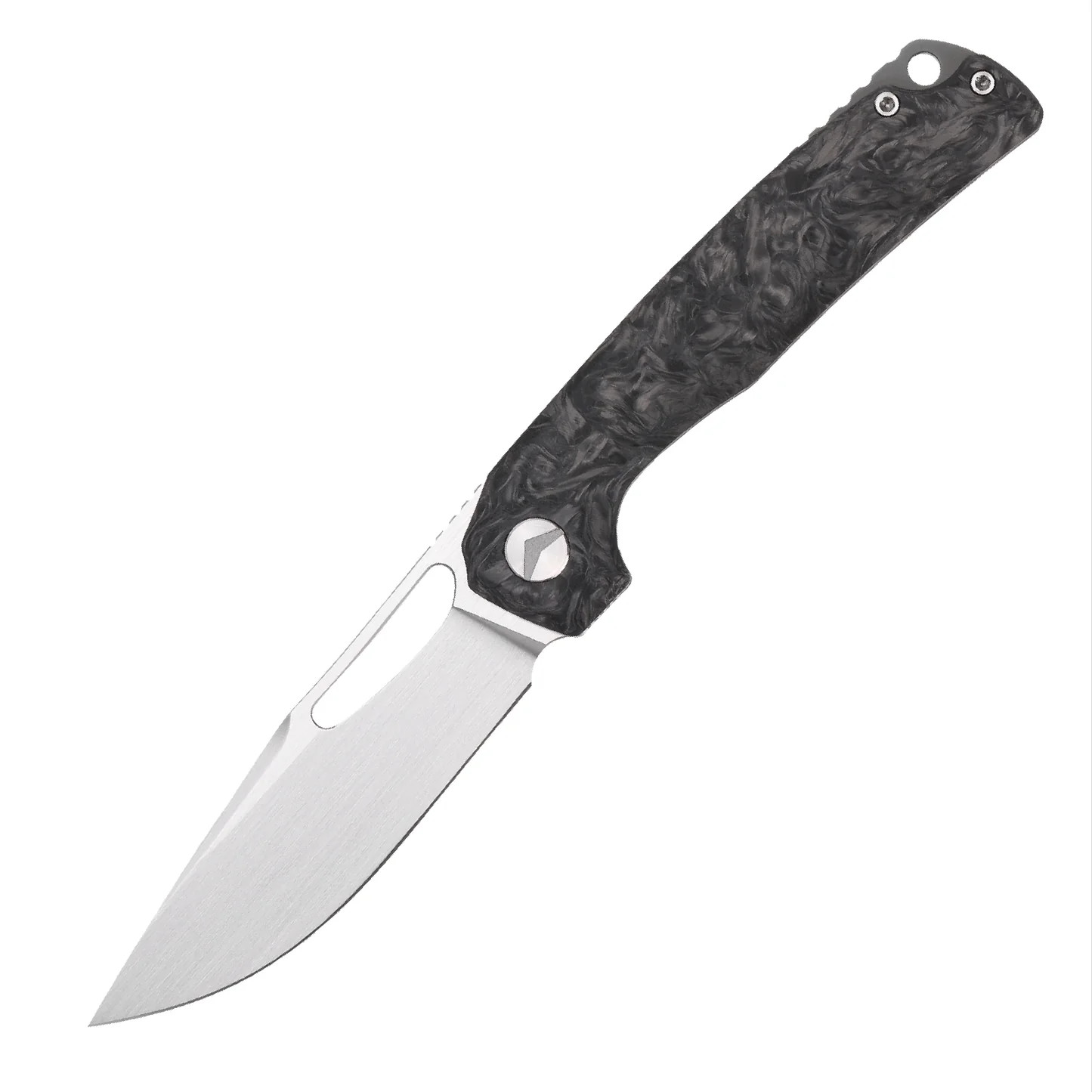 Ferramonster Ferrox Folder Hand Rubbed Satin M390 Blade Dark Matter Black FatCabon Fiber-TI Handle View 1