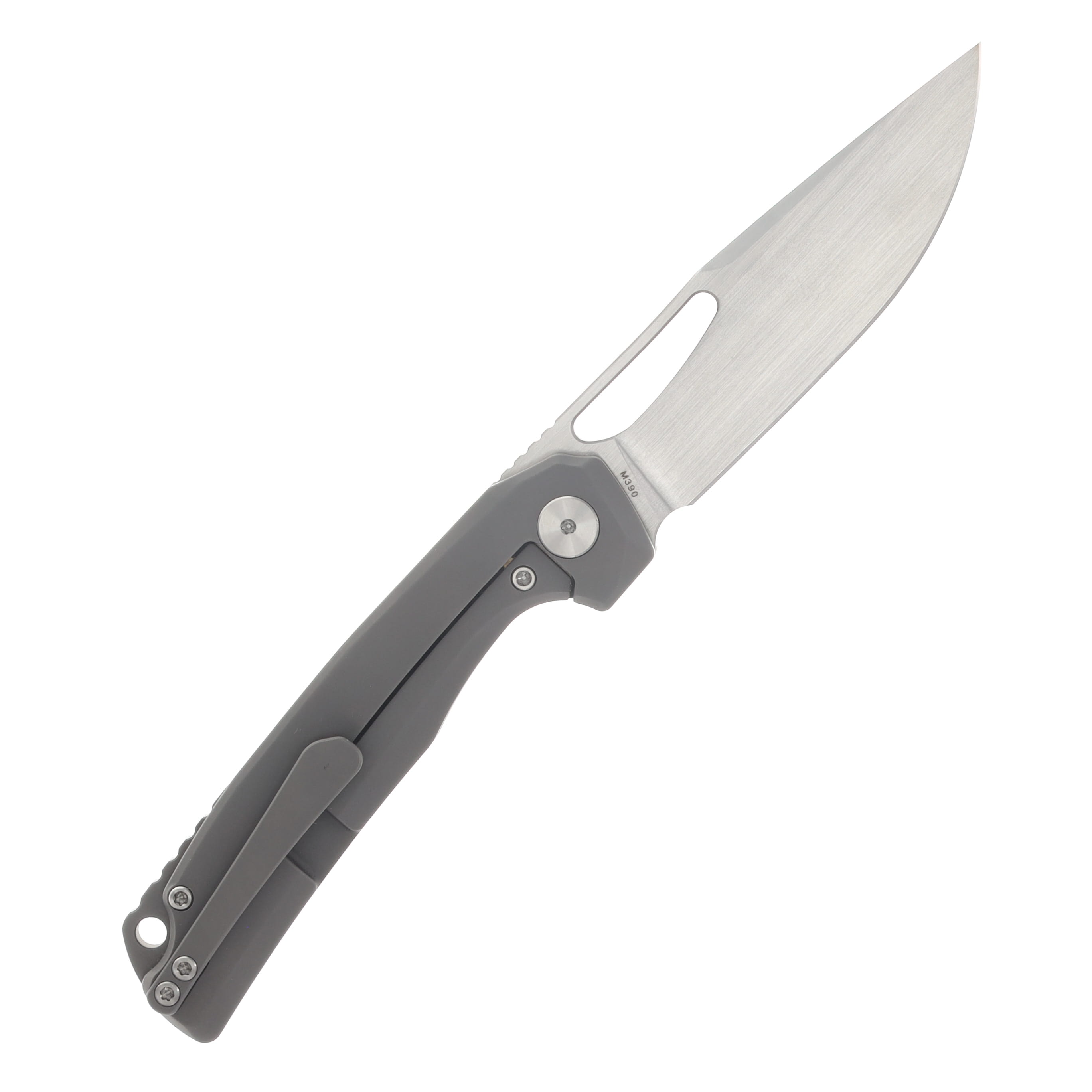 Ferramonster Ferrox Folder Hand Rubbed Satin M390 Blade Dark Matter Black FatCabon Fiber-TI Handle View 2
