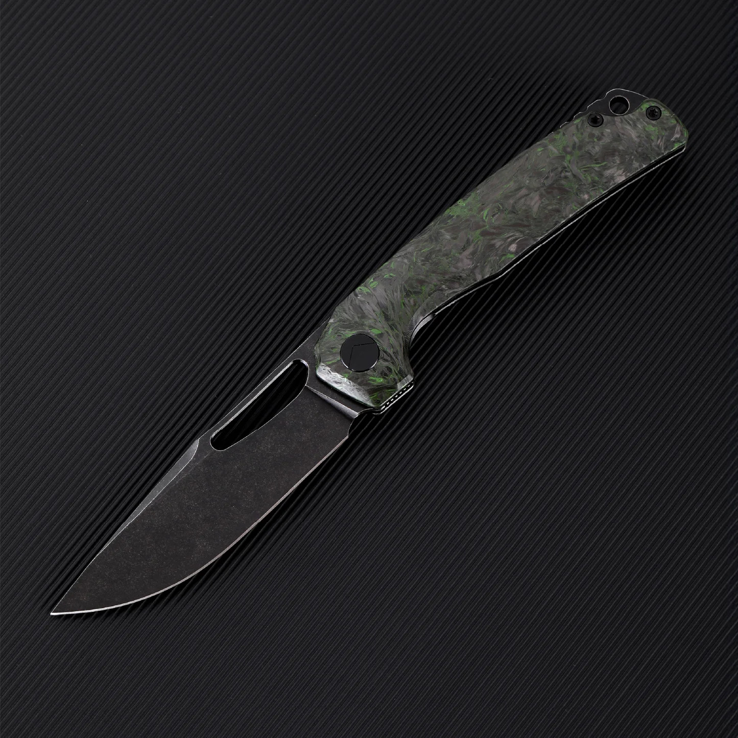 Ferramonster Ferrox Folder Black STN WSH M390 Blade Dark Matter Green FatCabon Fiber-TI Handle FM23006 - C View 10