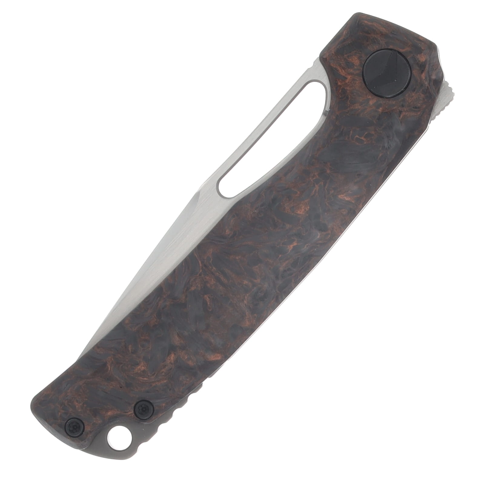 Ferramonster Ferrox Folder Hand Rubbed Satin M390 Blade Dark Matter Copper FatCabon Fiber-TI Handle FM23006 - D View 6