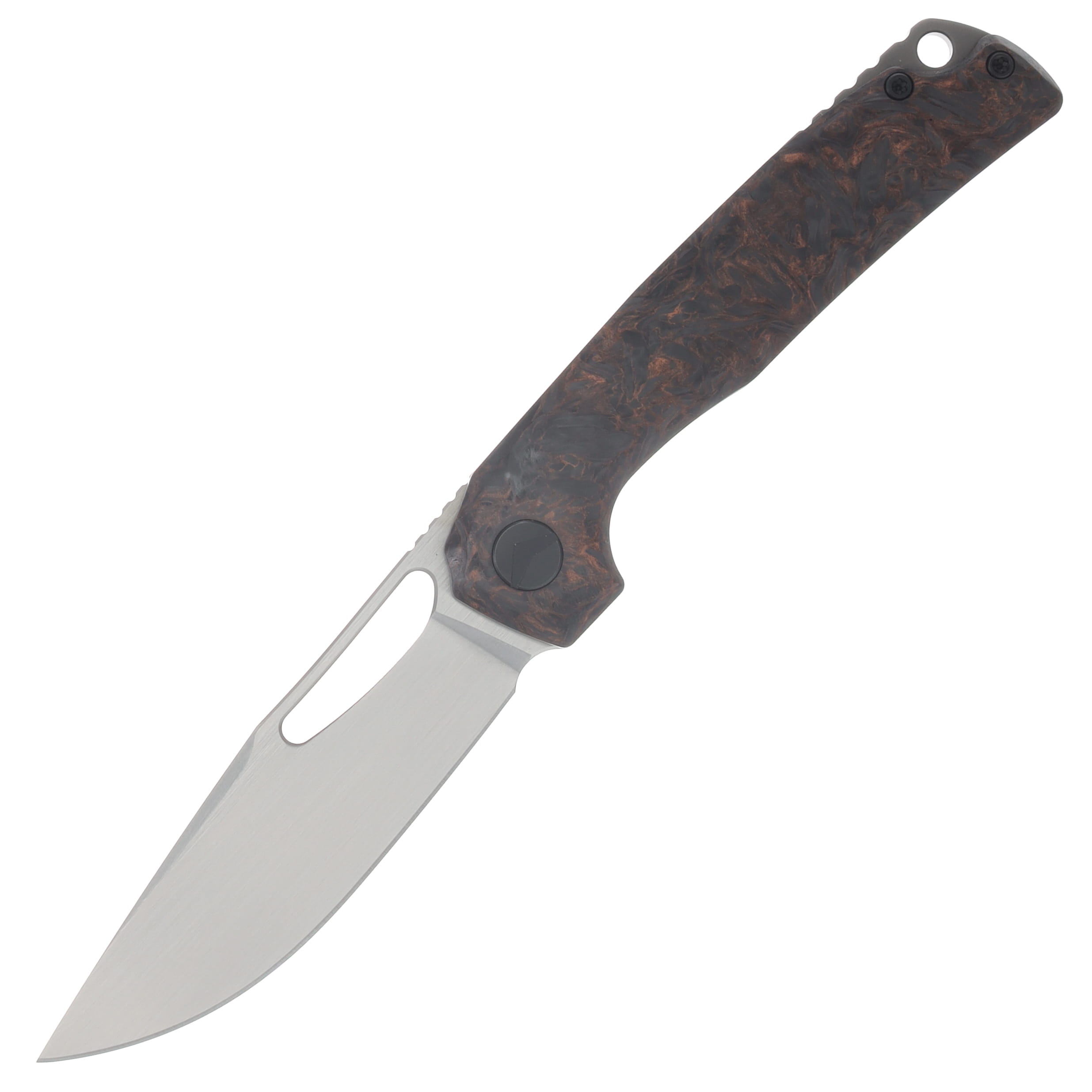 Ferramonster Ferrox Folder Hand Rubbed Satin M390 Blade Dark Matter Copper FatCabon Fiber-TI Handle FM23006 - D View 1