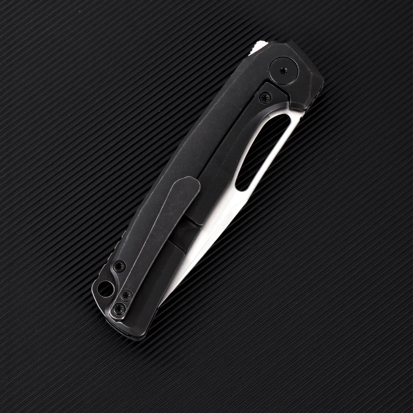 Ferramonster Ferrox Folder Hand Rubbed Satin M390 Blade Dark Matter Purple FatCabon Fiber-TI Handle FM23006 - E View 11