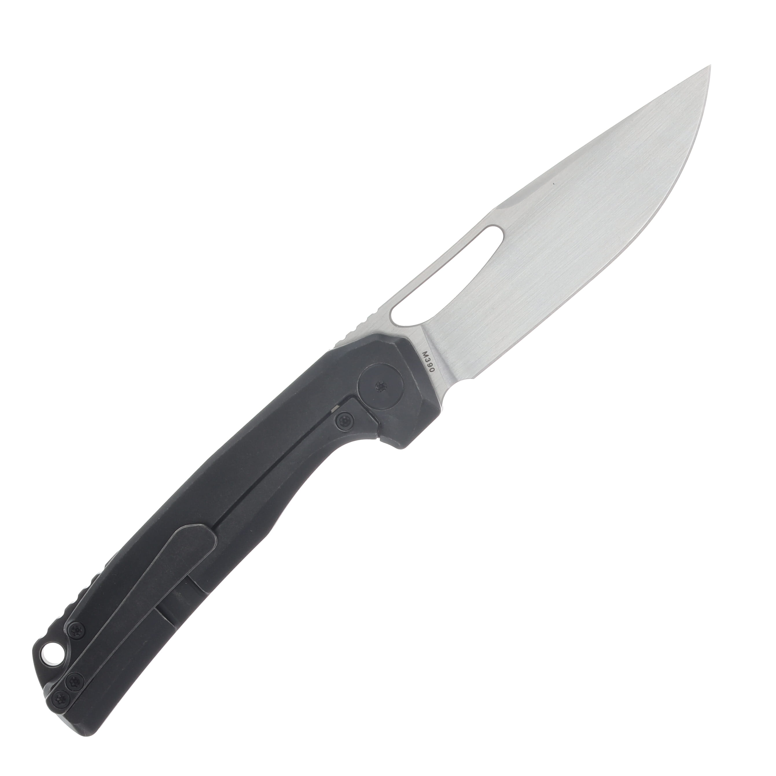 Ferramonster Ferrox Folder Hand Rubbed Satin M390 Blade Dark Matter Purple FatCabon Fiber-TI Handle FM23006 - E View 2