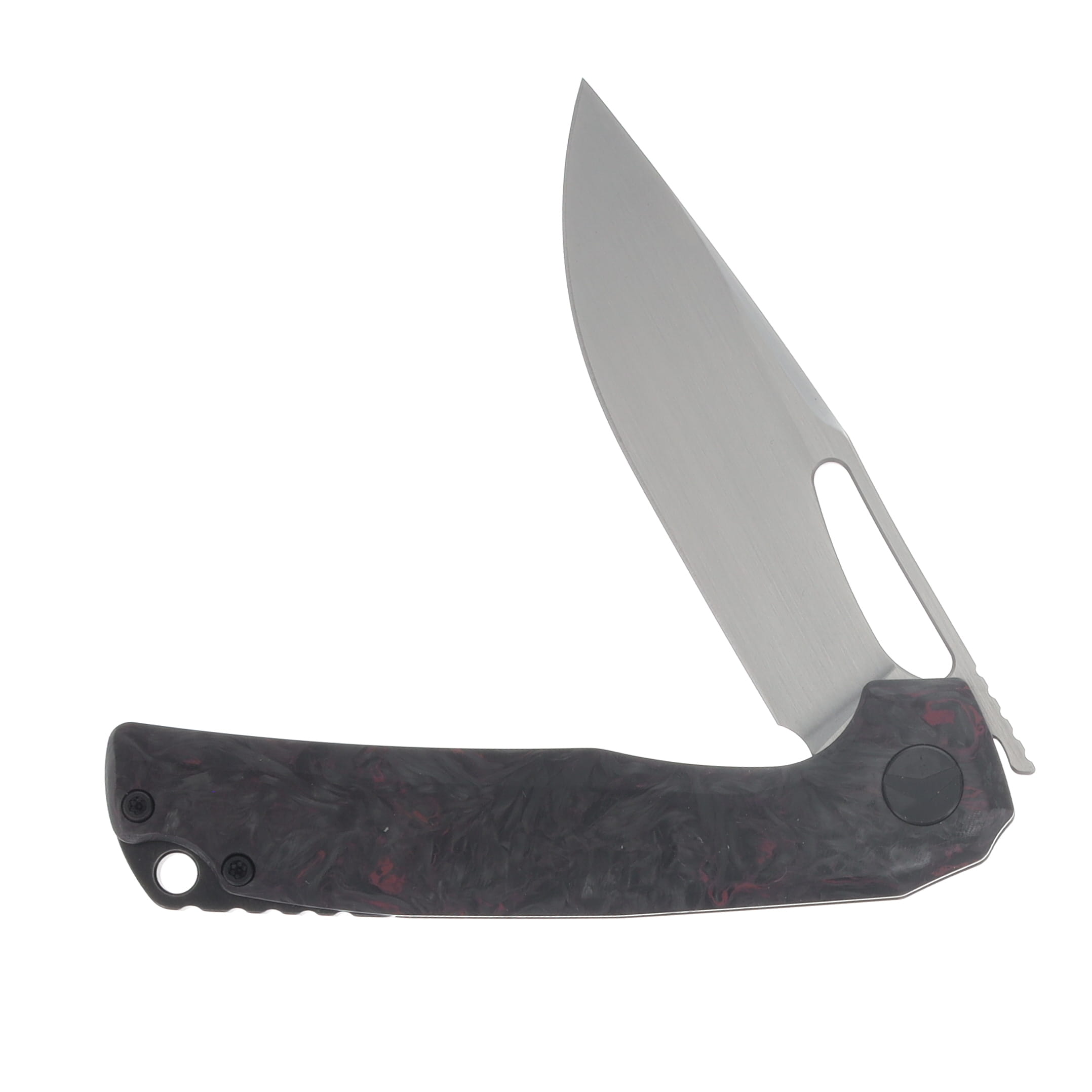 Ferramonster Ferrox Folder Hand Rubbed Satin M390 Blade Dark Matter Purple FatCabon Fiber-TI Handle FM23006 - E View 3
