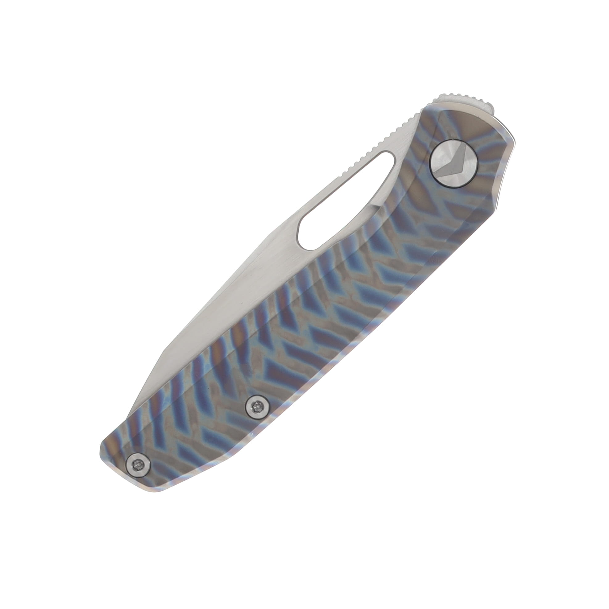 Ferramonster Xandros Folder Hand Rubbed Satin S90V Blade Tiger Stripe Pattern Flamed TI HandleFM23007-C View 5