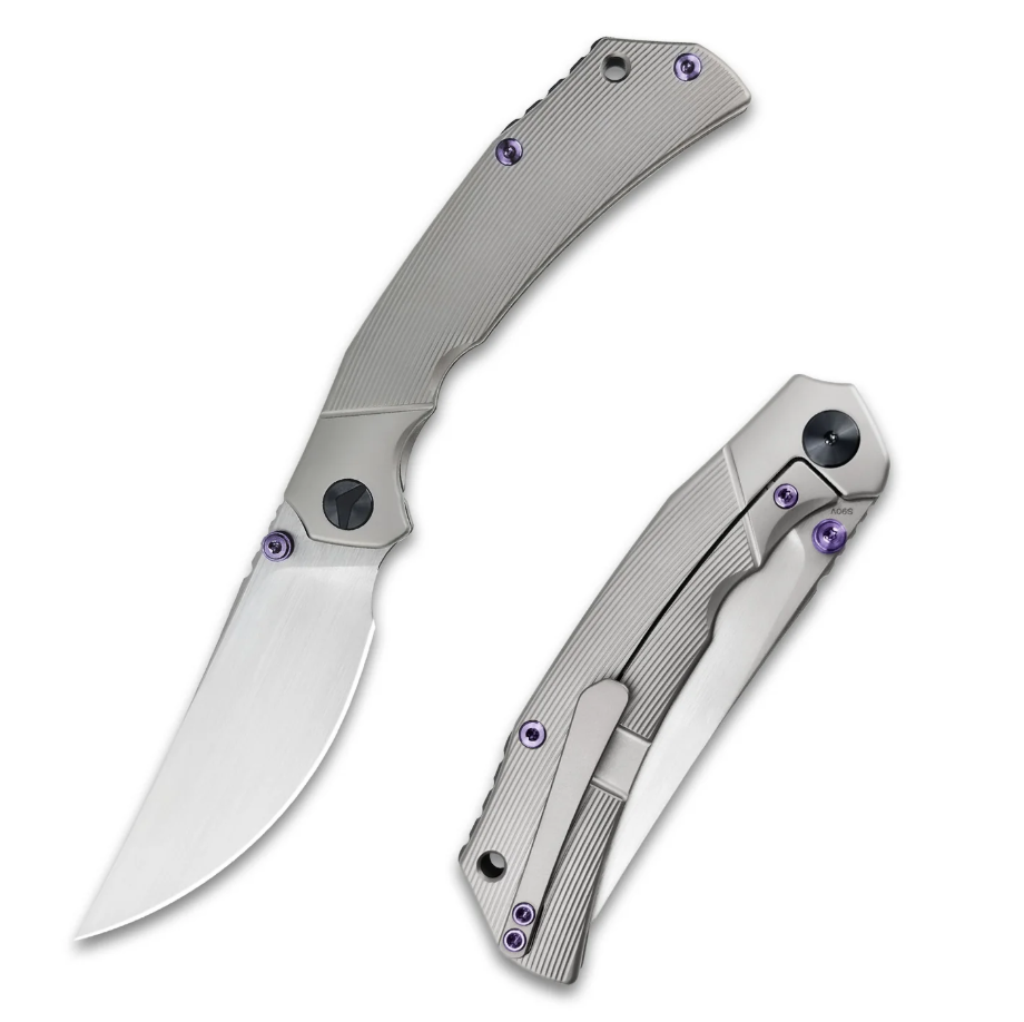 Ferramonster Reaver Framelock Folding Knife Hand Rubbed Satin S90V/Bead Blasted Titanium FM23010-A View 1