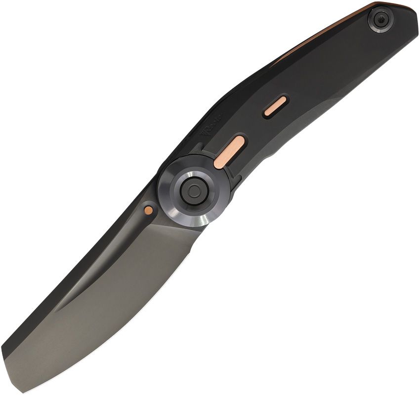 Reate VK-CLU Folder Frosted Satin W/Blk DLC Elmax Blade TI Blk DLC Handle Zirconium Polish Clip REVK-CLU2 View 1