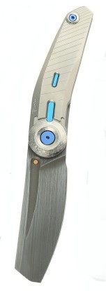 Reate VK-CLU Folder Hand Rubbed W/Acid Wash Elmax Blade TI BB W/Pattern Handle Crystallized TI Gray Clip REVK-CLU4 View 1