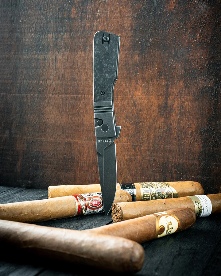 Finch El Camino Folding Knife-Shredded Carbon Fiber Handle Black 14C28N Blade View 9