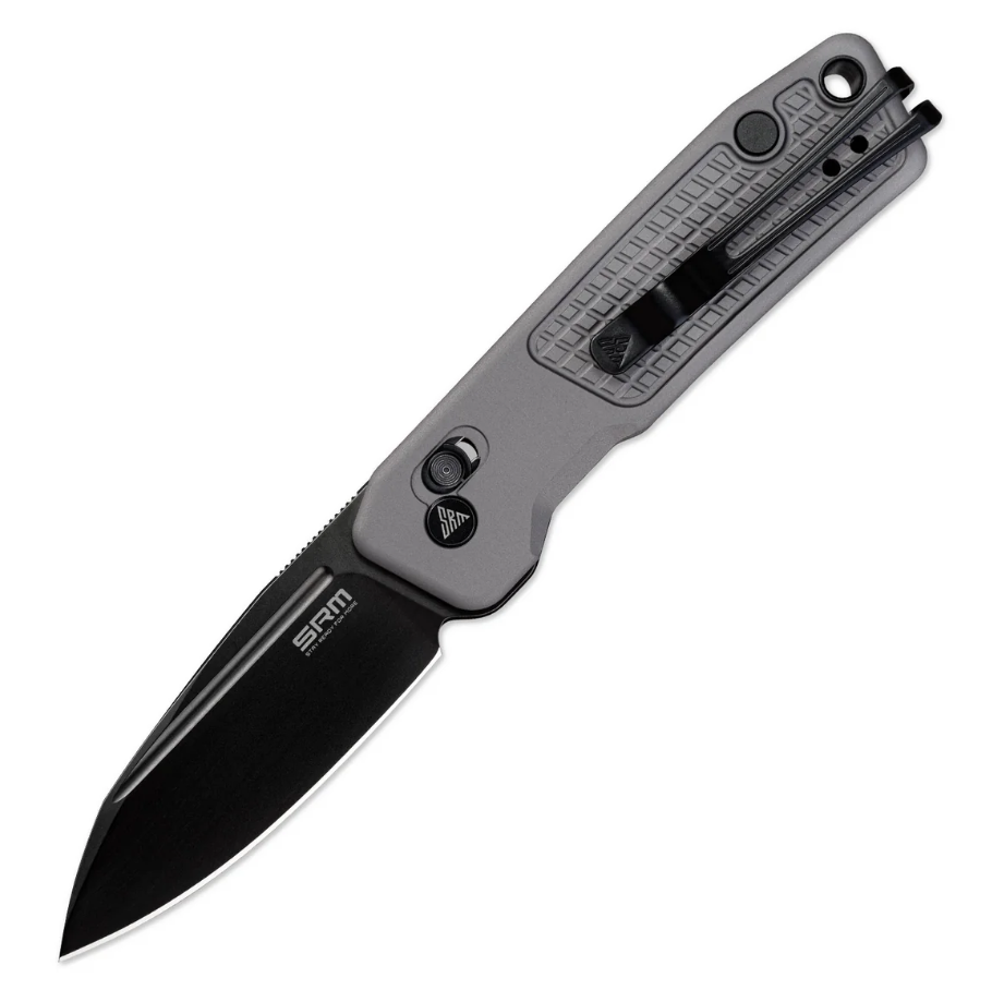 SRM Scout Crossbar Lock Folding Knife Black DLC/Gray Anodized Aluminum SRM-7229-AK View 1