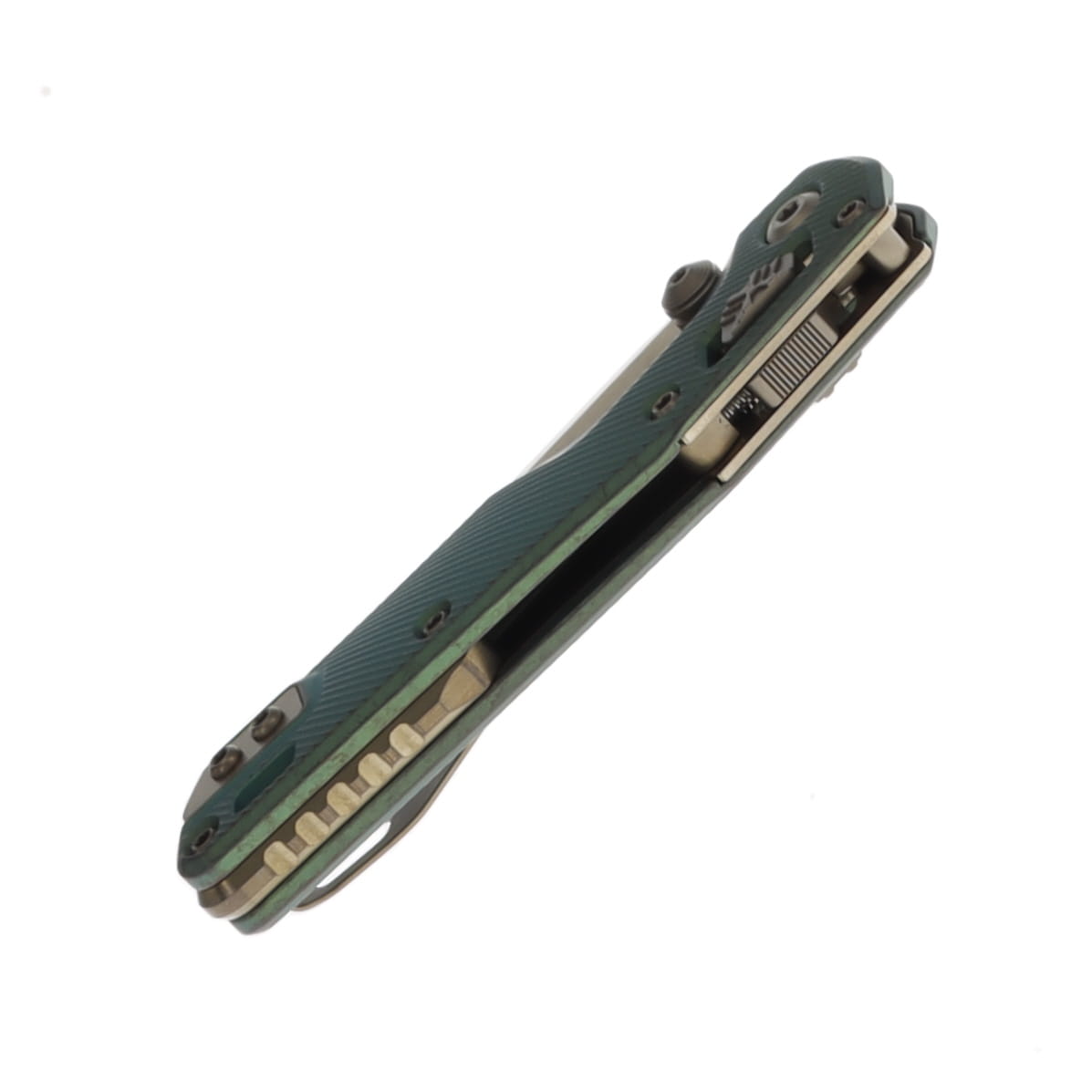 Marfione Select MSI Mini RAM LOK Folding Knife Bronze Stonewash S/E Antique Green Fluted Titanium with Bronze Accents MT210M13FLMS2 View 7