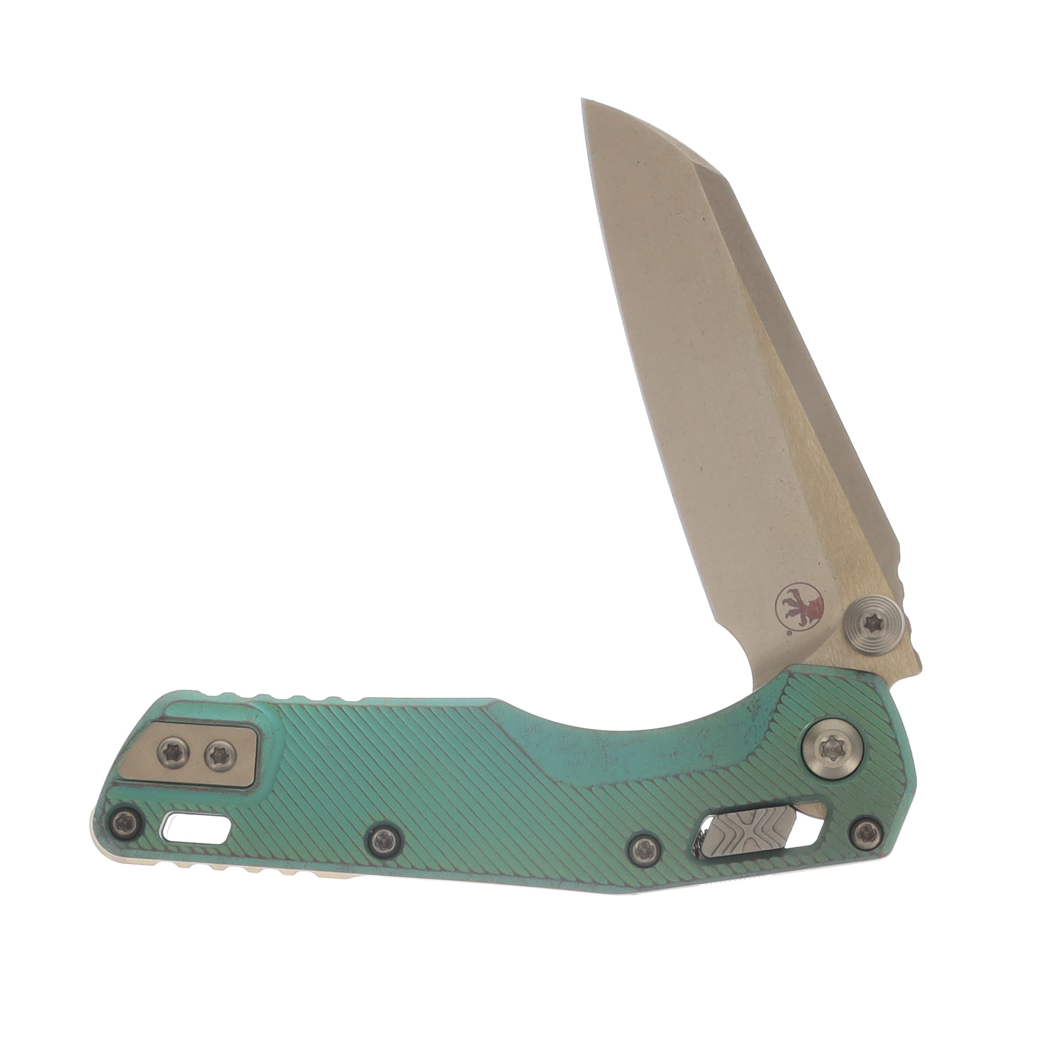 Marfione Select MSI Mini RAM LOK Folding Knife Bronze Stonewash S/E Antique Green Fluted Titanium with Bronze Accents MT210M13FLMS2 View 3