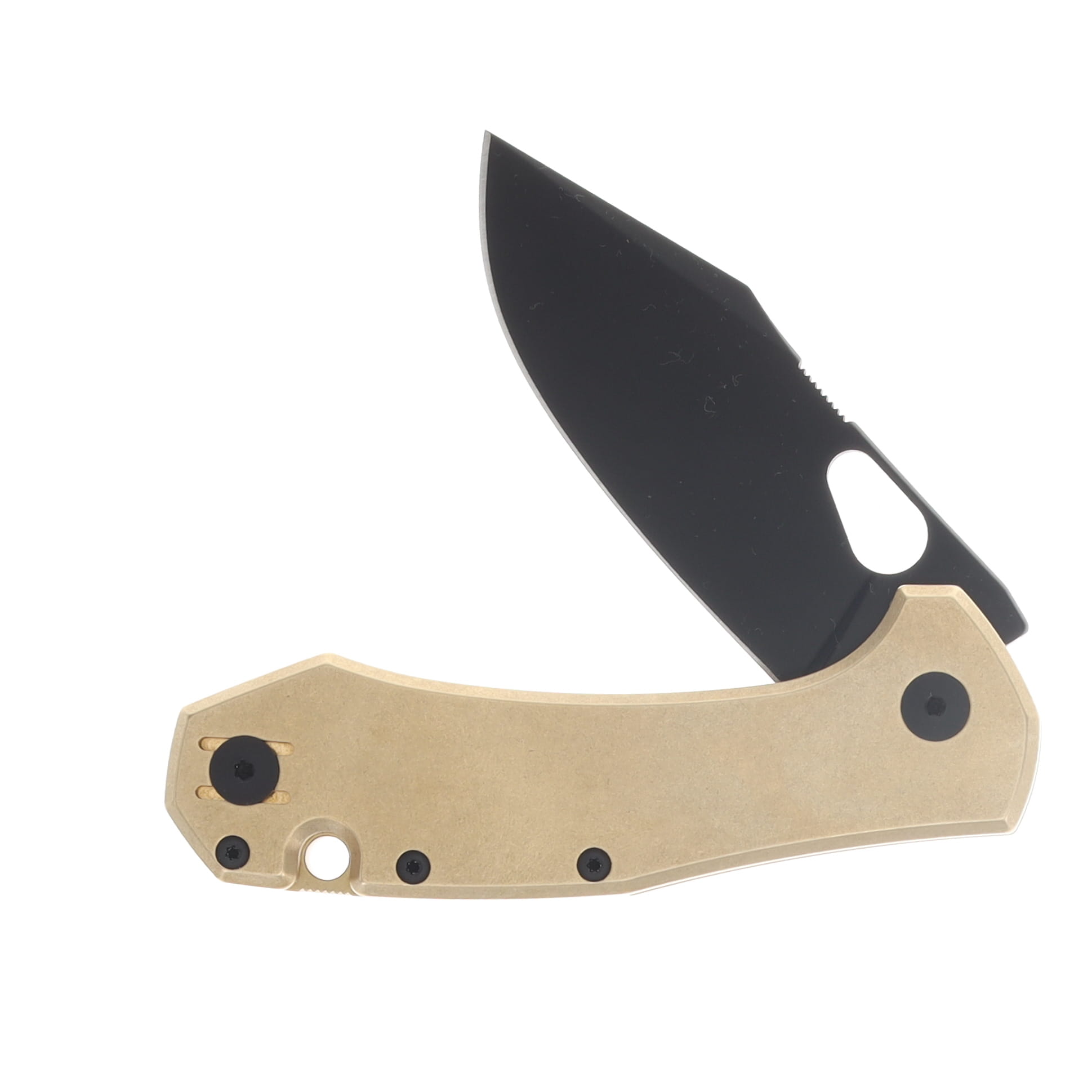 GiantMouse ACE Atelier Folding Knife Black PVD Elmax Blade Flat Brass Handle GMATELIER-FLAT-BRASS View 4