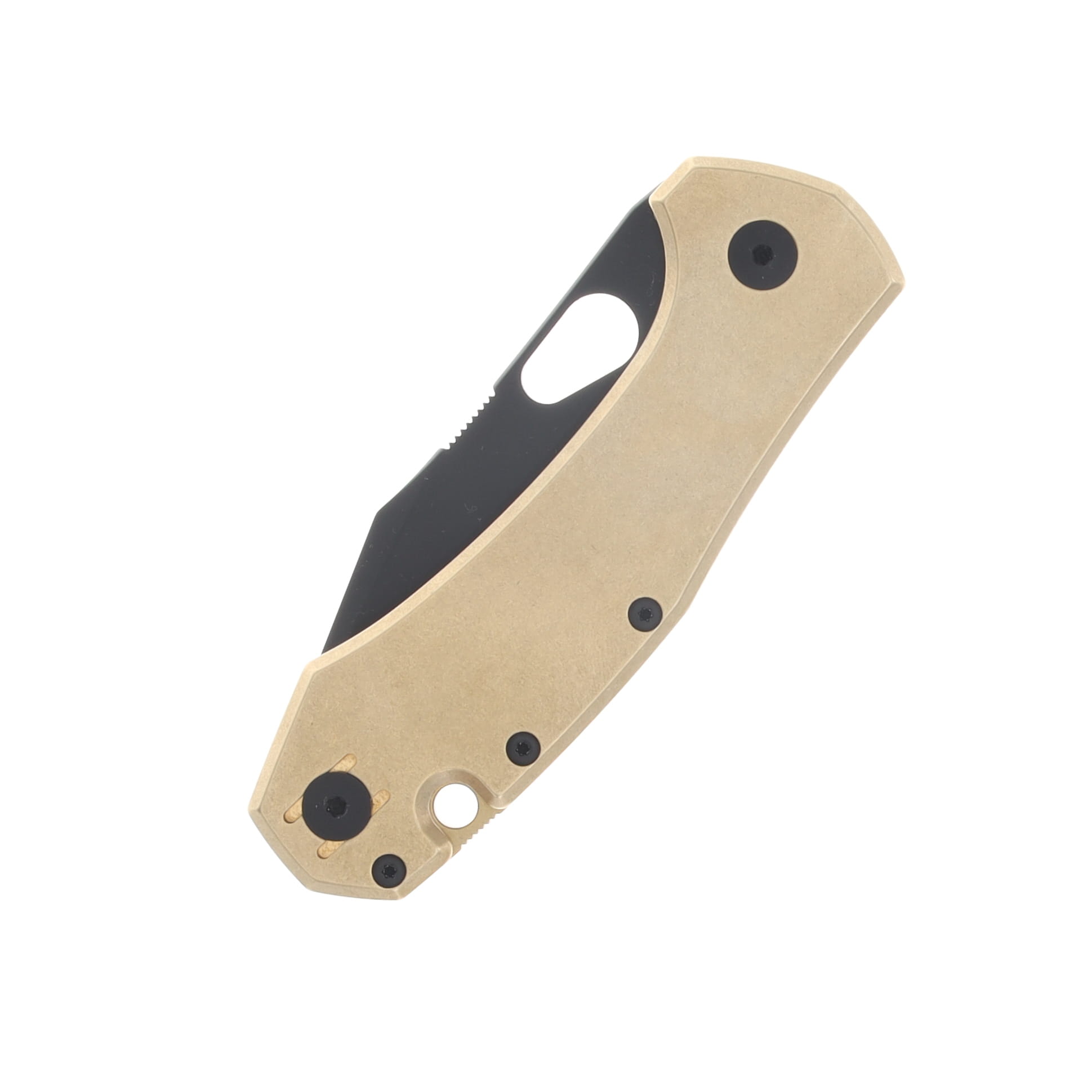 GiantMouse ACE Atelier Folding Knife Black PVD Elmax Blade Flat Brass Handle GMATELIER-FLAT-BRASS View 6