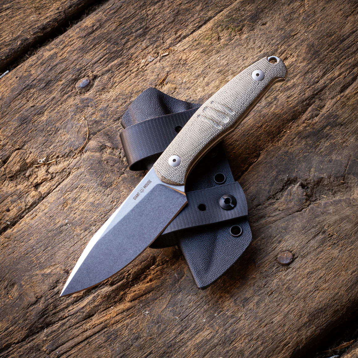 GiantMouse GMF2 Scout Fixed Blade STN WSH N690- Green Canvas