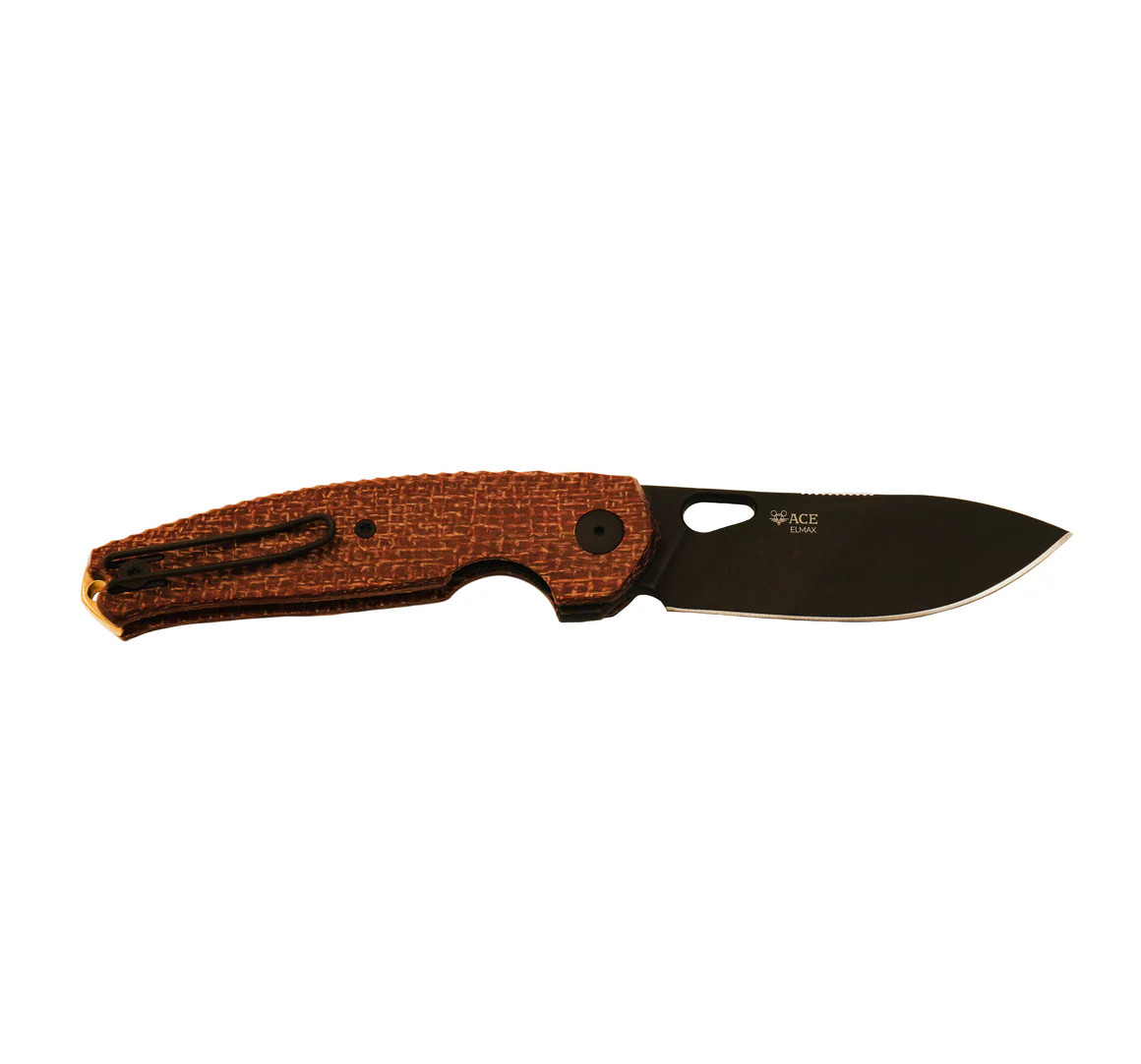 GiantMouse ACE Jagt Folding Knife PVD Elmax Blade Burlap Micarta Handle GMJAGT-BURLAP-PVD View 2