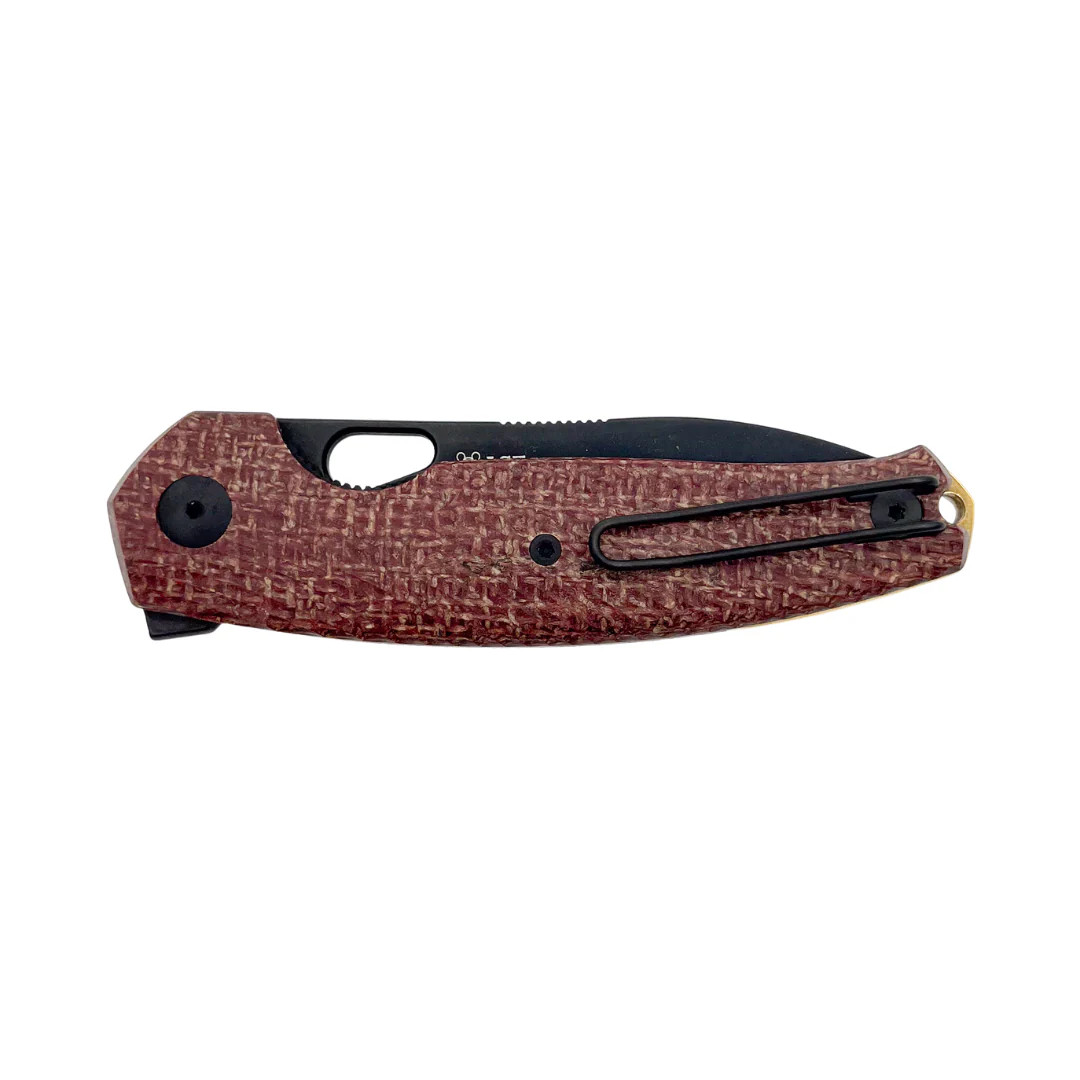 GiantMouse ACE Jagt Folding Knife PVD Elmax Blade Burlap Micarta Handle GMJAGT-BURLAP-PVD View 3