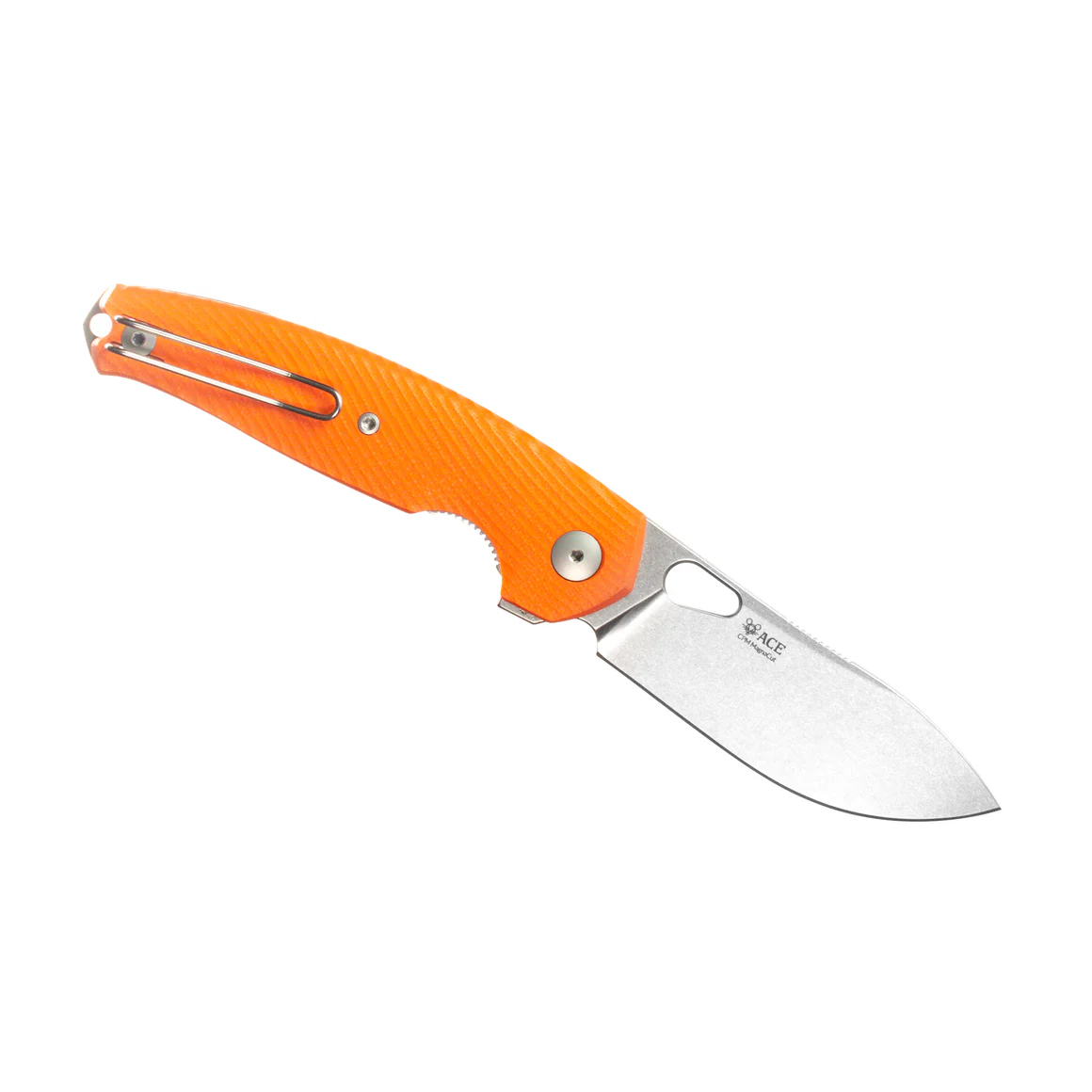 GiantMouse ACE Jagt Folding Knife STN WSH Magnacut Blade Orange G10 Handle GMJAGT-ORG-G10 View 2