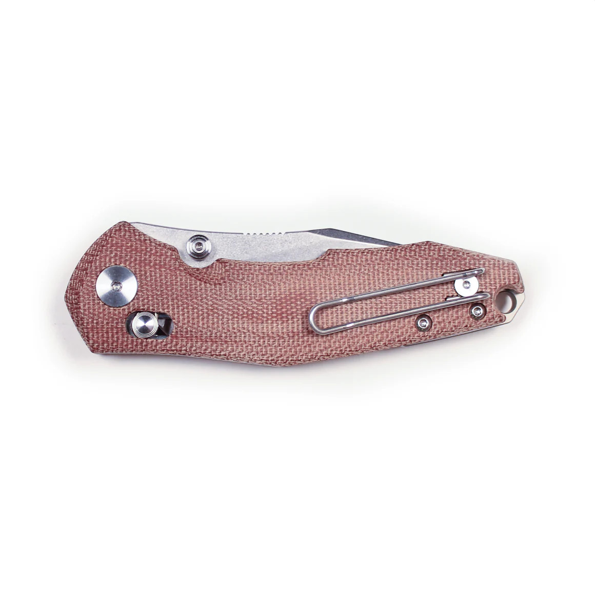 GiantMouse ACE Nazca Folding Knife Natural Canvas Micarta Handle STN WSH M390 GMNAZCA-NAT-CANVAS View 3