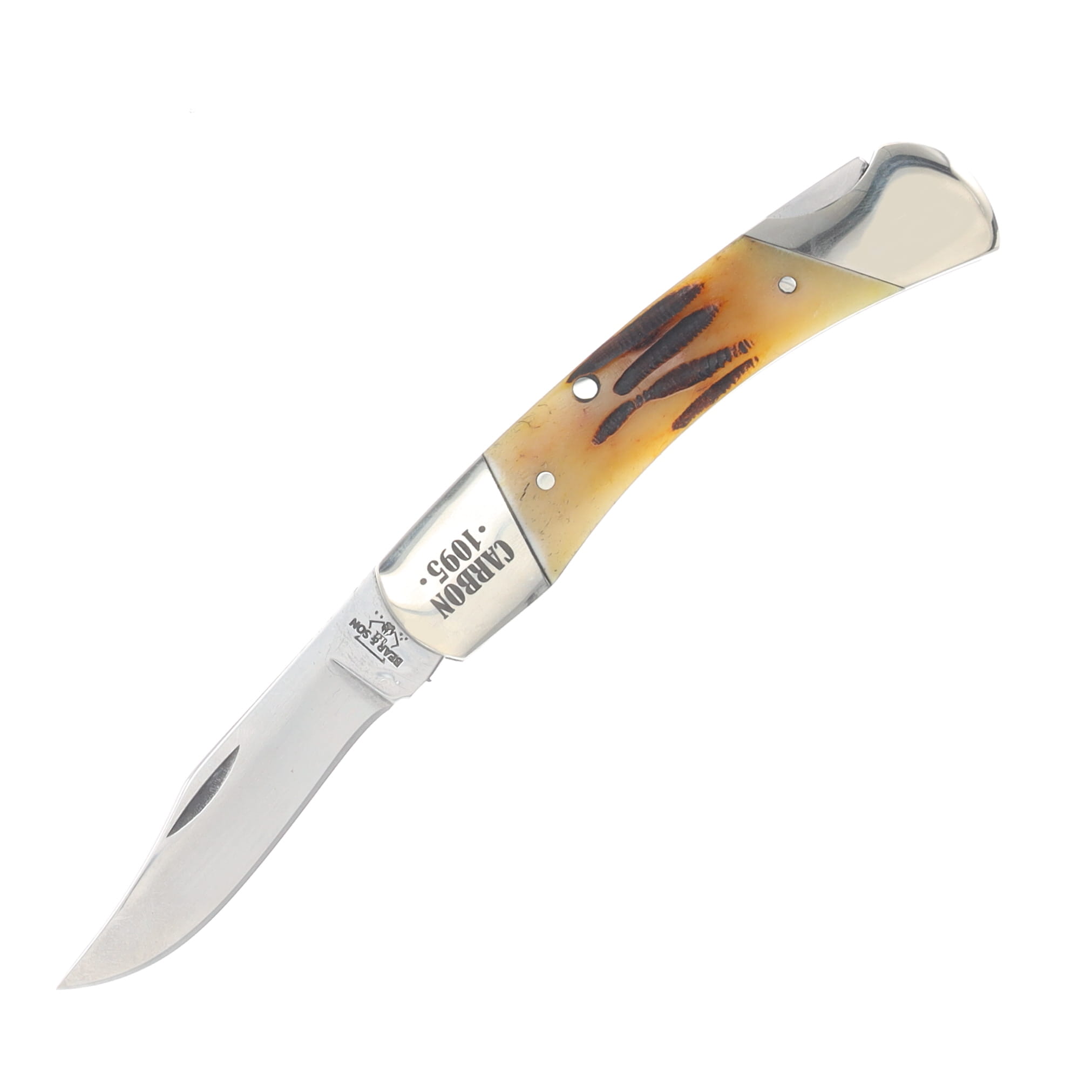 Bear & Son SMKW Exclusive Medium Lockback Folder Orange Sunset Bone 1095 Blade COSB05 View 1