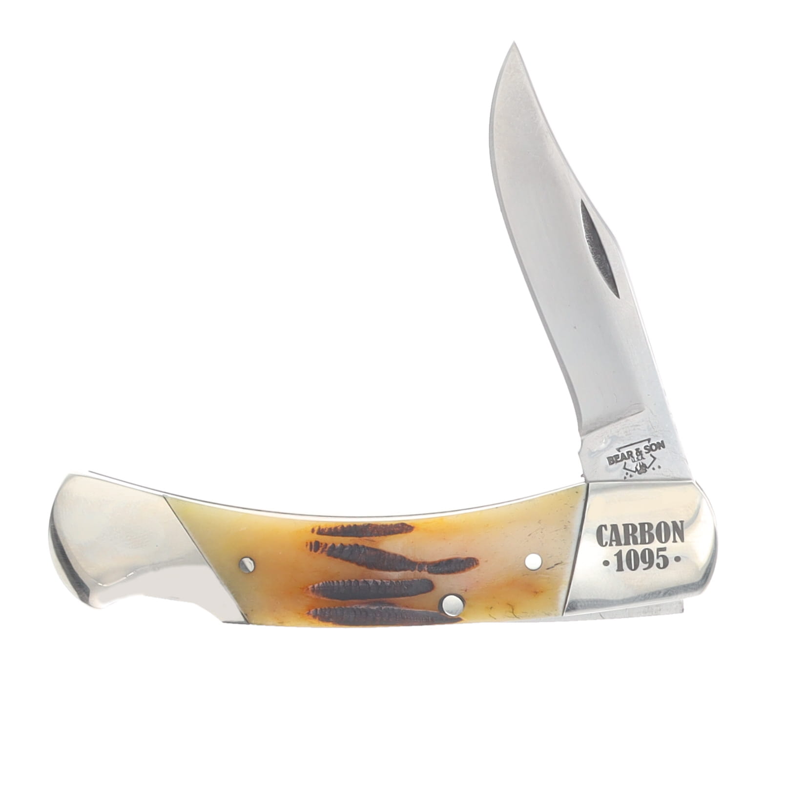 Bear & Son SMKW Exclusive Medium Lockback Folder Orange Sunset Bone 1095 Blade COSB05 View 4