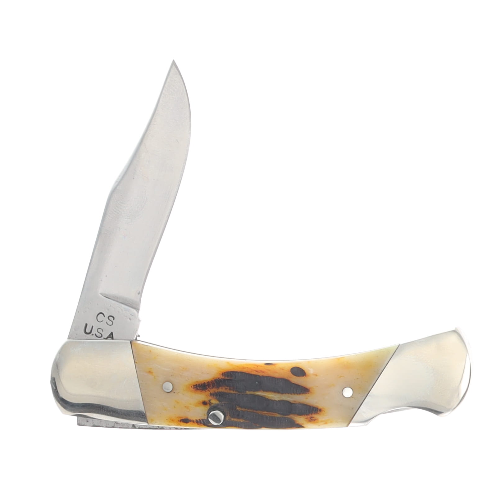 Bear & Son SMKW Exclusive Medium Lockback Folder Orange Sunset Bone 1095 Blade COSB05 View 5