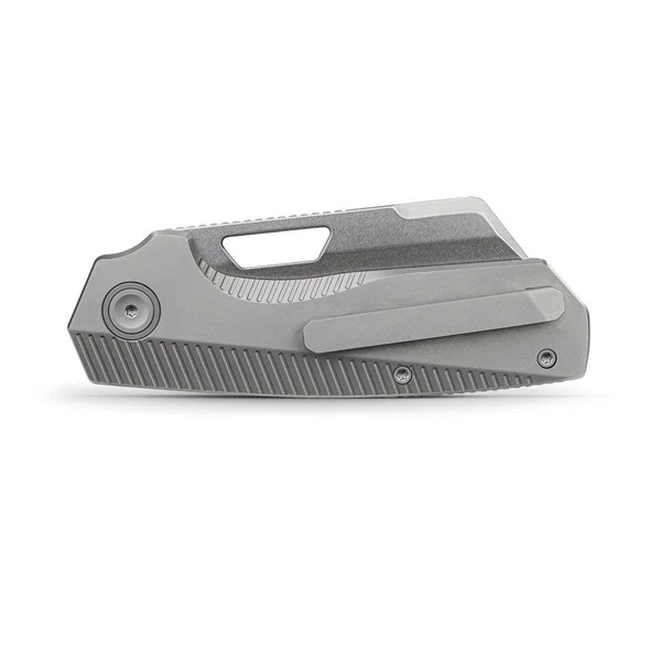 Vosteed Nip-L Folding Knife STN WSH Elmax Sheepsfoot Blade Gray Titanium Handle A4201 View 3