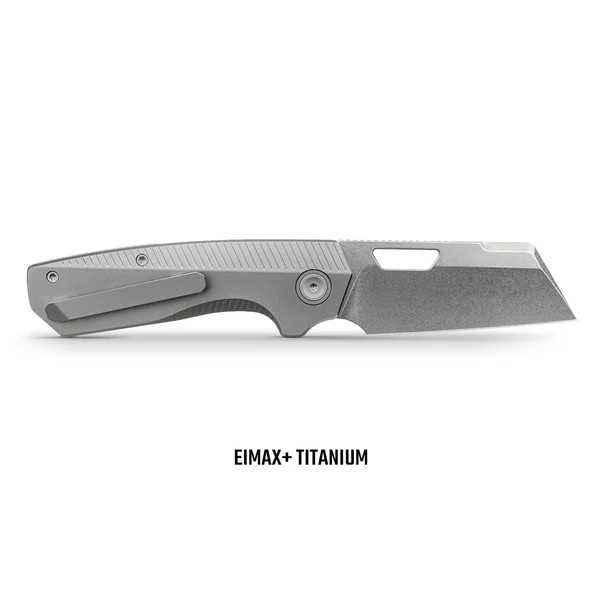 Vosteed Nip-L Folding Knife STN WSH Elmax Sheepsfoot Blade Gray Titanium Handle A4201 View 2