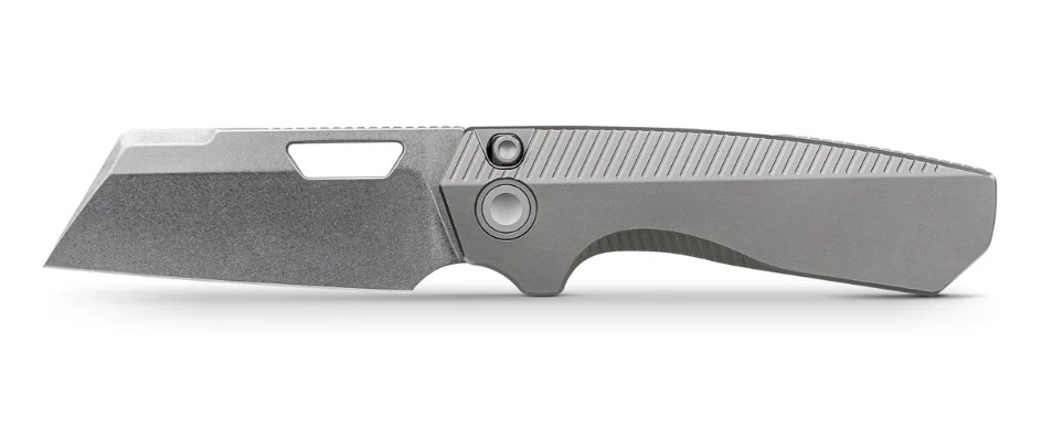 Vosteed Nip-L Folding Knife STN WSH Elmax Sheepsfoot Blade Gray Titanium Handle A4201 View 1