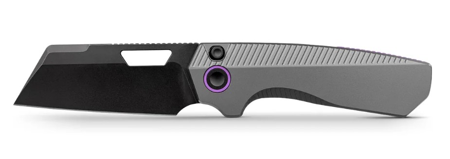 Vosteed Nip-L Folding Knife Black STN WSH Elmax Blade Dim Gray Titanium Handle A4203 View 1