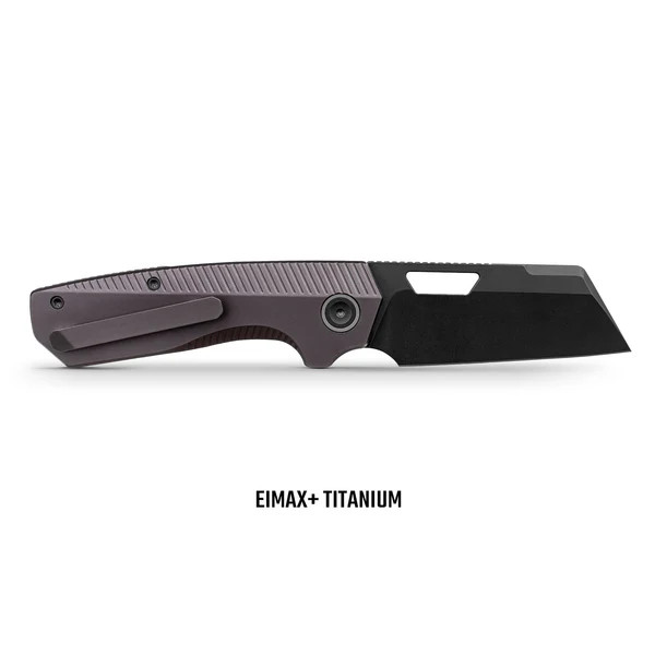 Vosteed Nip-L Folding Knife Black Stonewash Elmax Blade Dark Reddish Purple TI Handle A4204 View 2