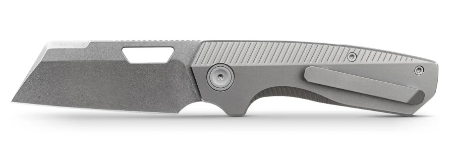 Vosteed Nip-L Left Hand Folding Knife STN WSH Elmax Blade Gray Titanium Handle A4205 View 1