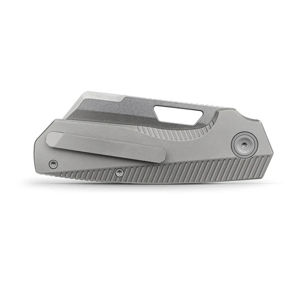 Vosteed Nip-L Left Hand Folding Knife STN WSH Elmax Blade Gray Titanium Handle A4205 View 3