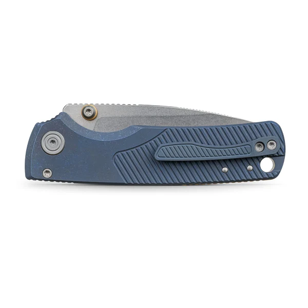 Vosteed Porcupine TiSlim Folding Knife STN WSH 154CM Blade Blue Titanium Handle View 3