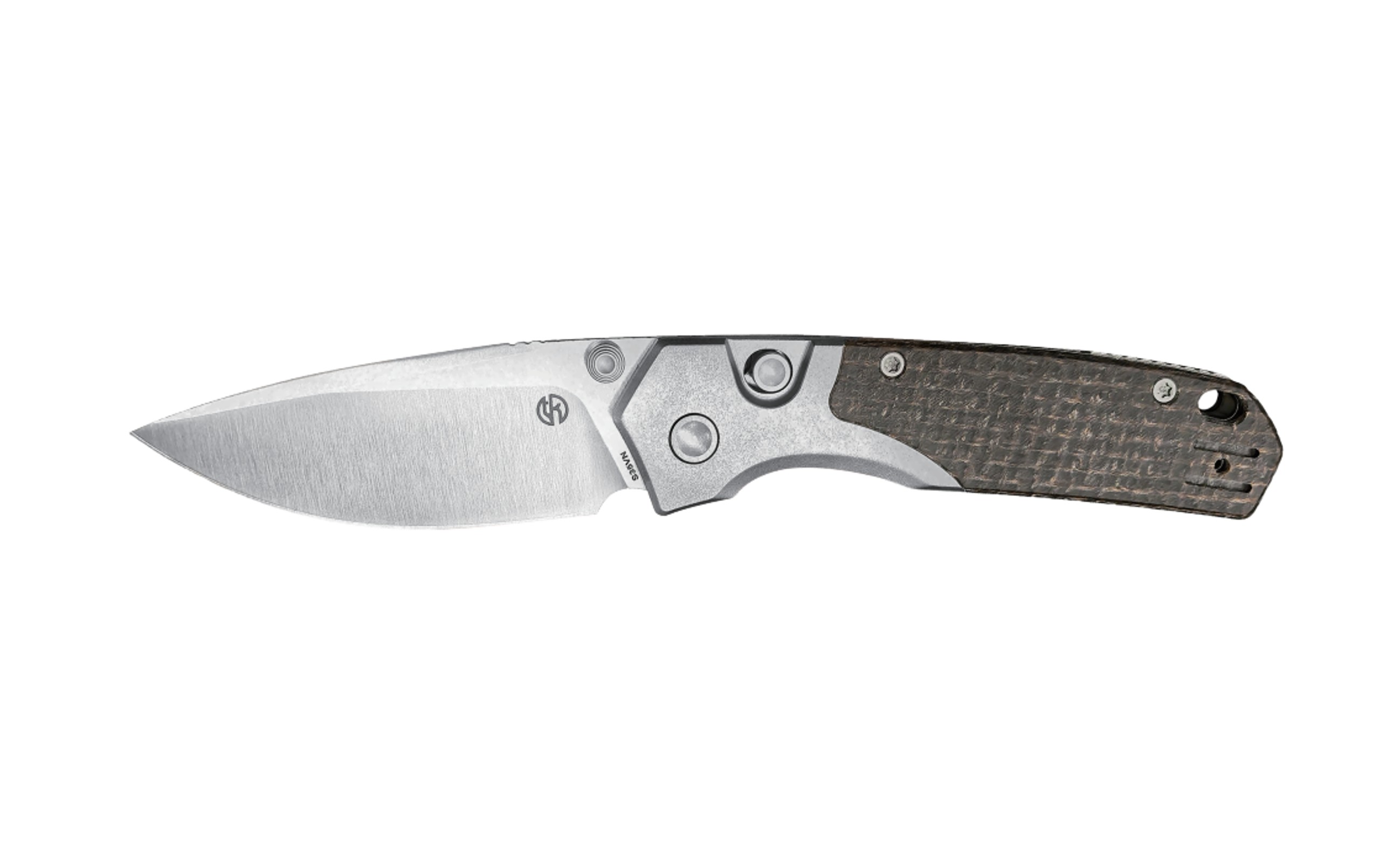 Vosteed Psyop 299 Folding Knife Satin S35VN Blade Brown GID Micarta Handle View 1