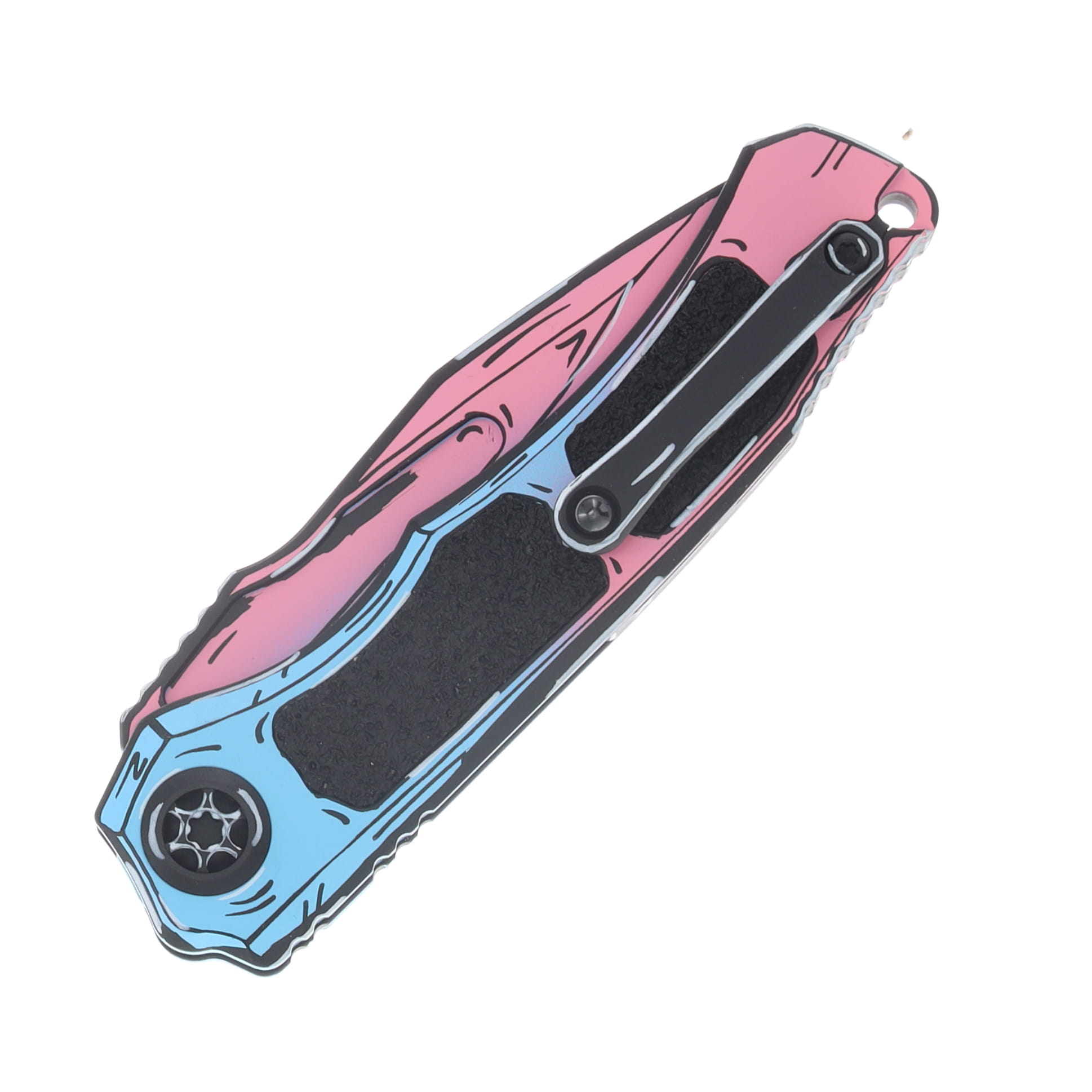 Heretic Wraith V4 Automatic Knife Cotton Candy Cel Shaded Blacklight Reflective Drop Point H000-CS-CC View 5